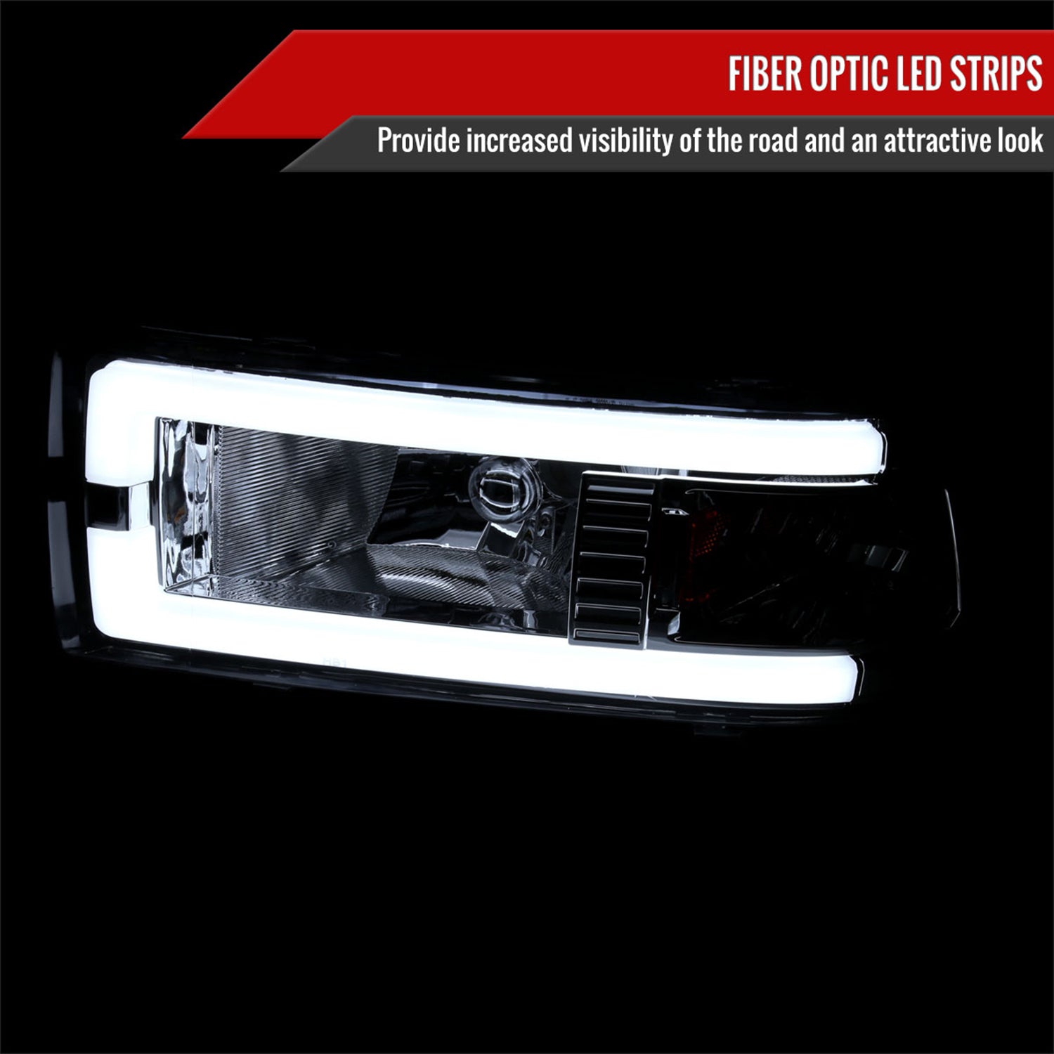 1994-2001 Dodge RAM 1500/ RAM 2500/3500 Dual LED Bar Factory Headlights Chrome