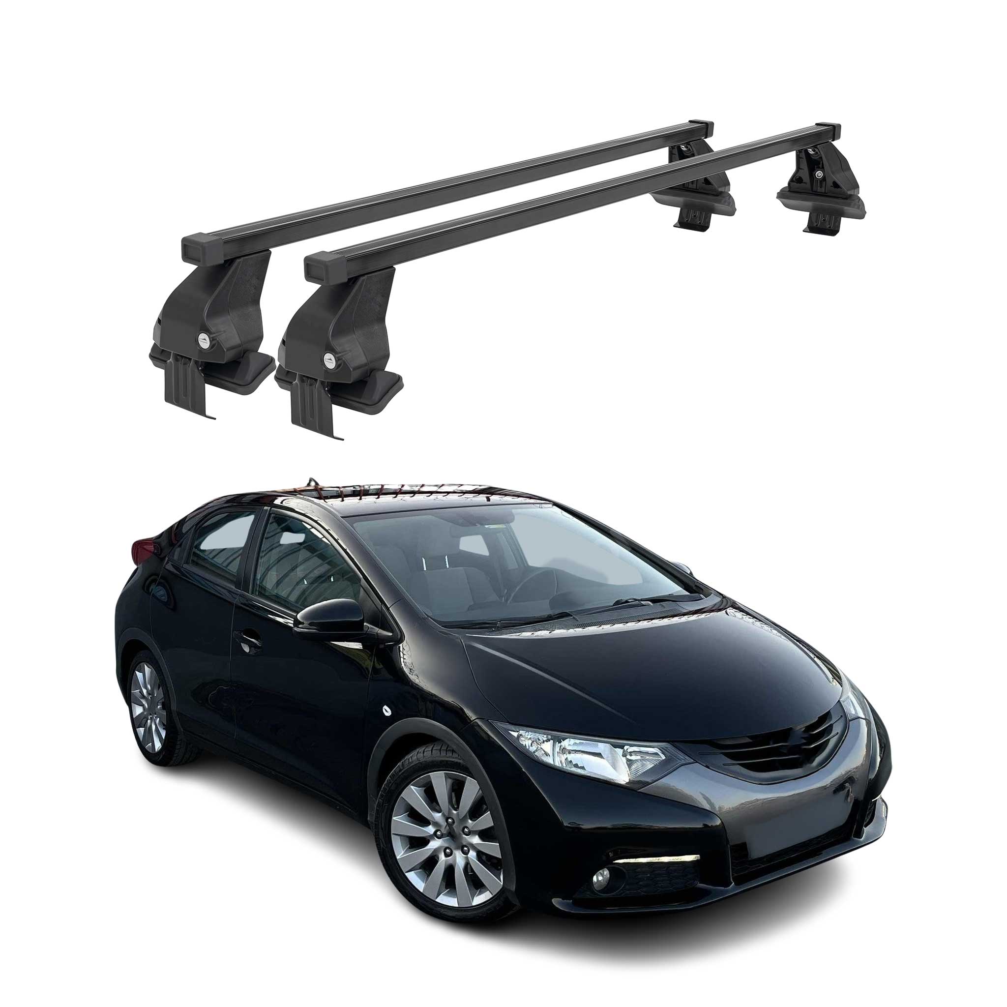 2012-2015 Honda Civic Hatchback Roof Rack Cross Bars Black