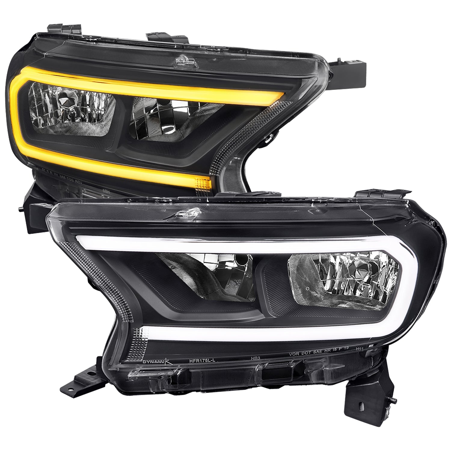 2019-2023 Ford Ranger XL XLT Factory Replacement Headlights LED Signal Black