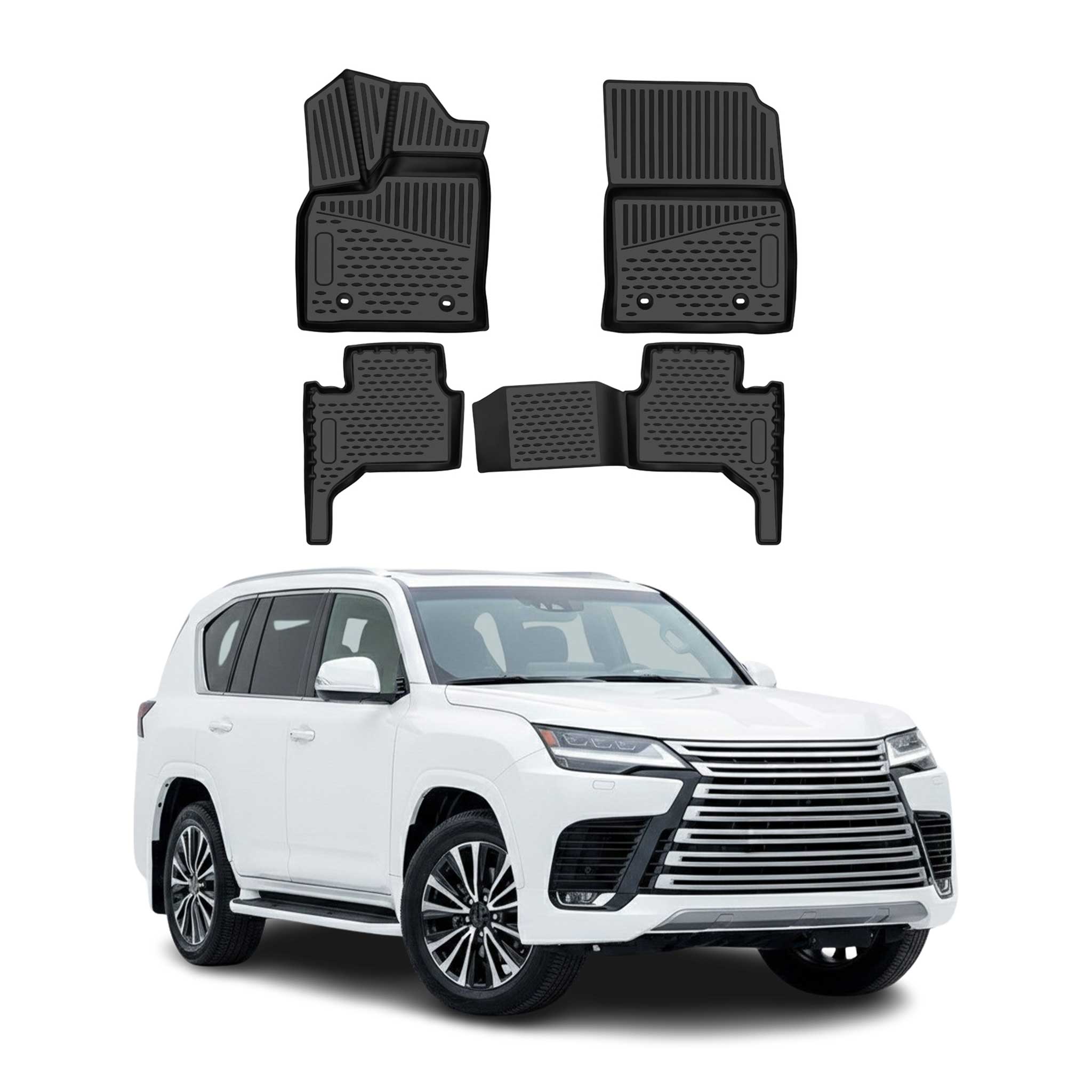 OMAC Floor Mats Liner for Lexus LX600 IV 2022-2026 5-Seat 2.Row Rubber TPE Black