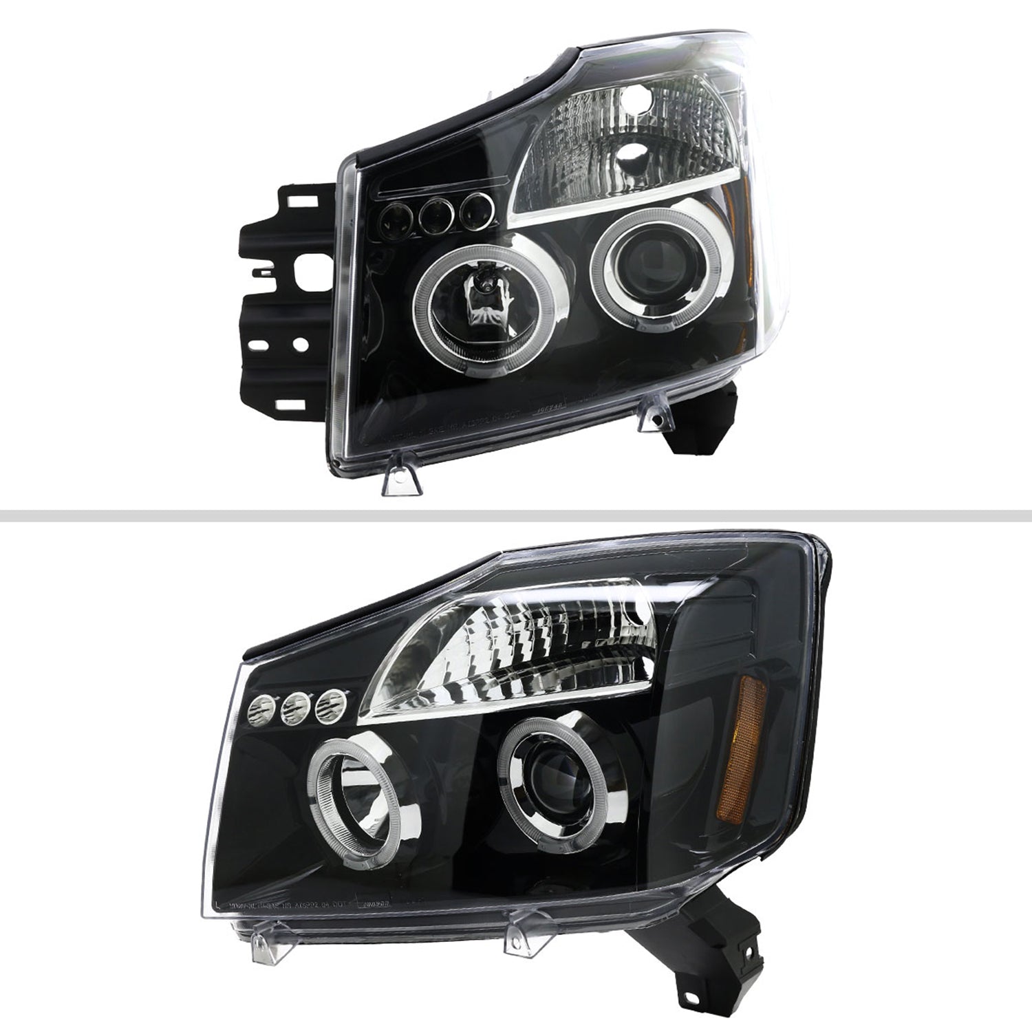 2004-2015 Nissan Titan/ 04-2007 Armada Dual Halo Projector Headlights Jet Black
