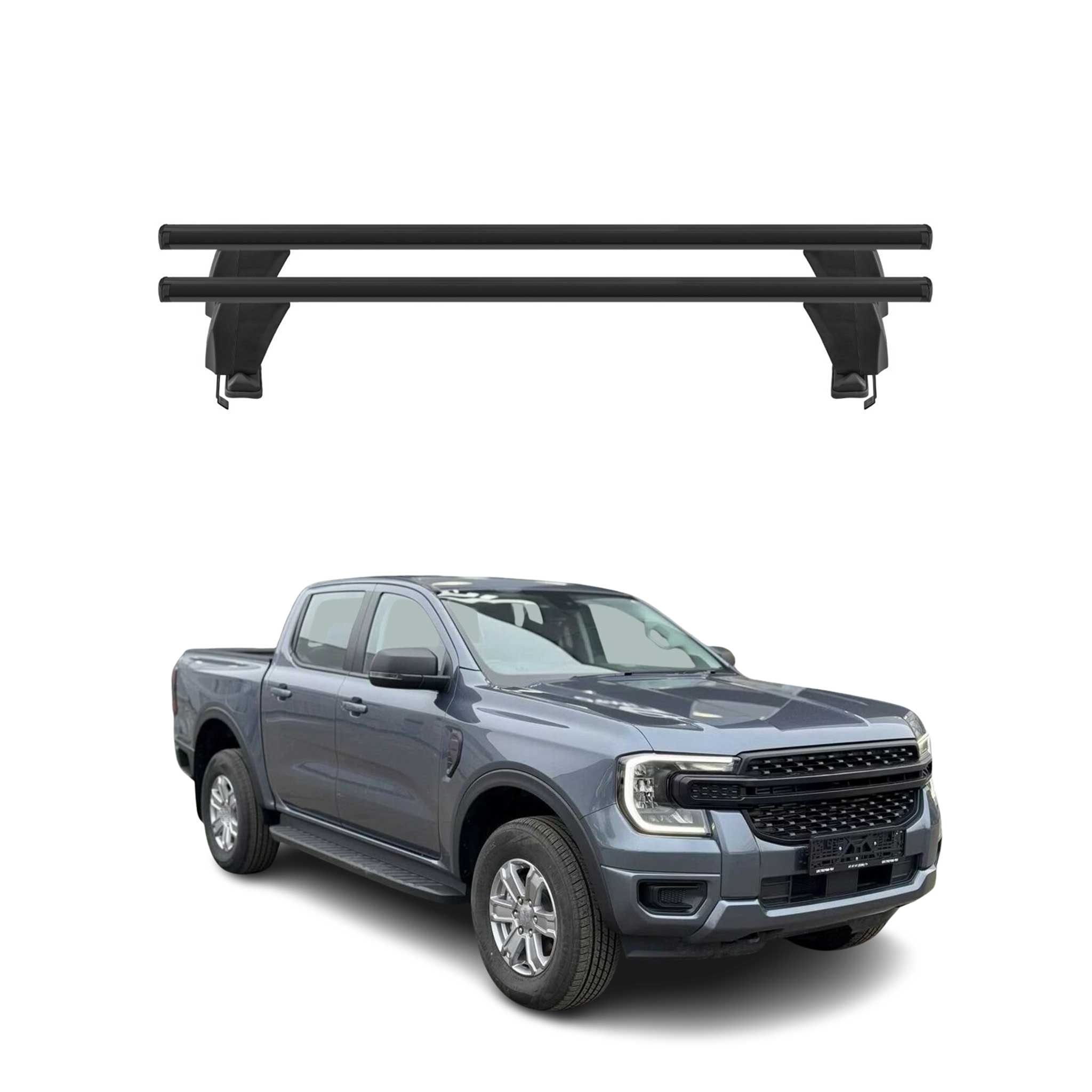 Top Roof Racks Cross Bars for Ford Ranger T6 II P703 2024-2026 Alu Black 2x