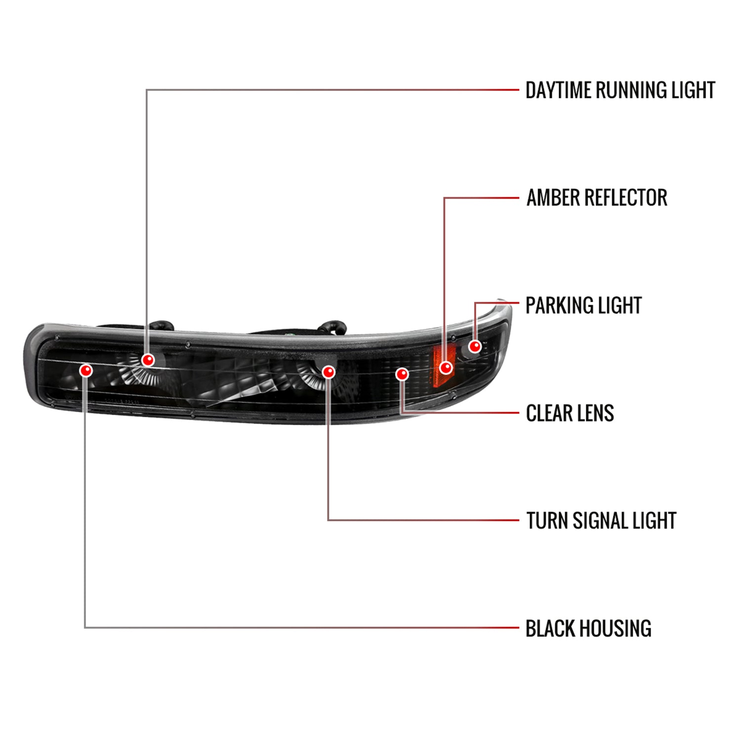 1999-2002 Chevy Silverado/ 00-2006 Tahoe Suburban Bumper Lights Matt Black