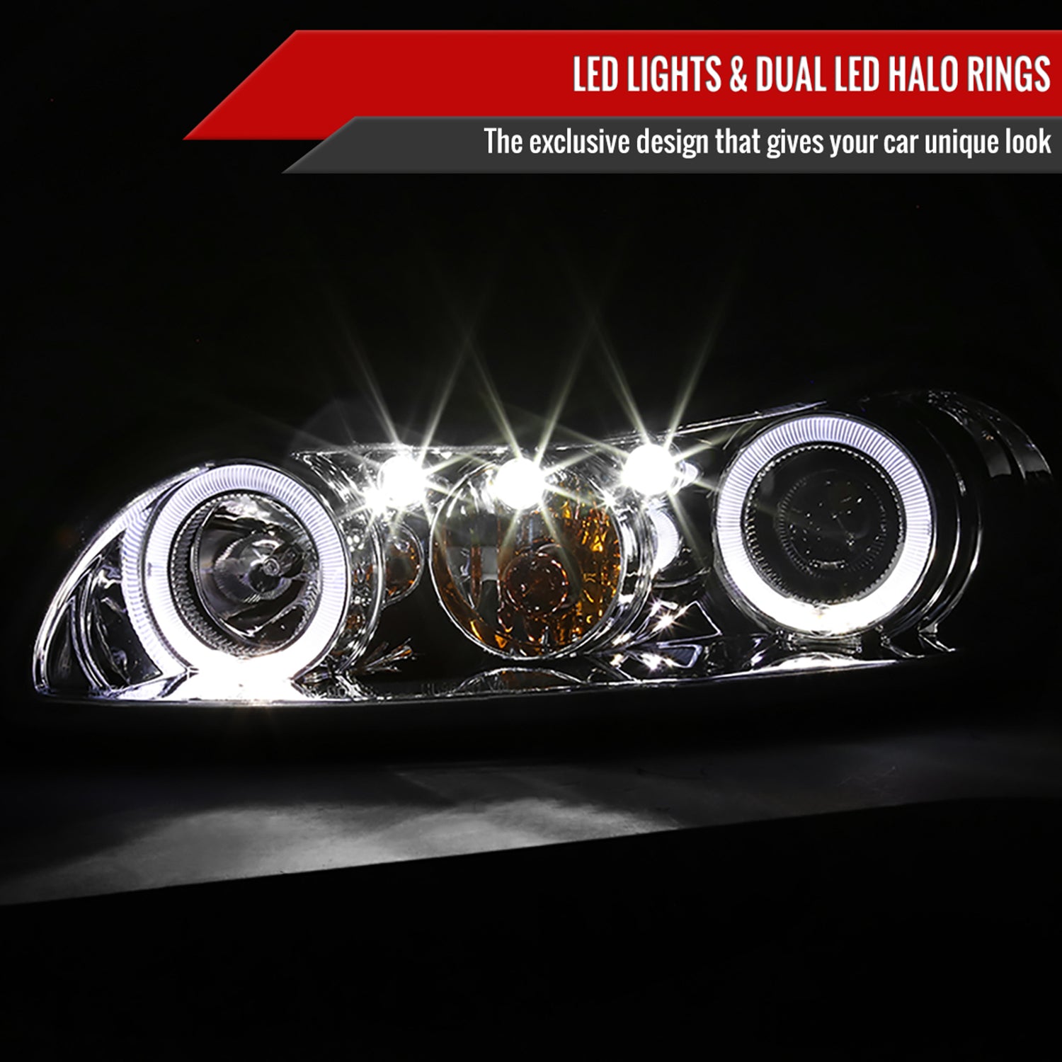 1997-2005 Chevy Malibu/ Oldsmobile Dual Halo Headlights Chrome