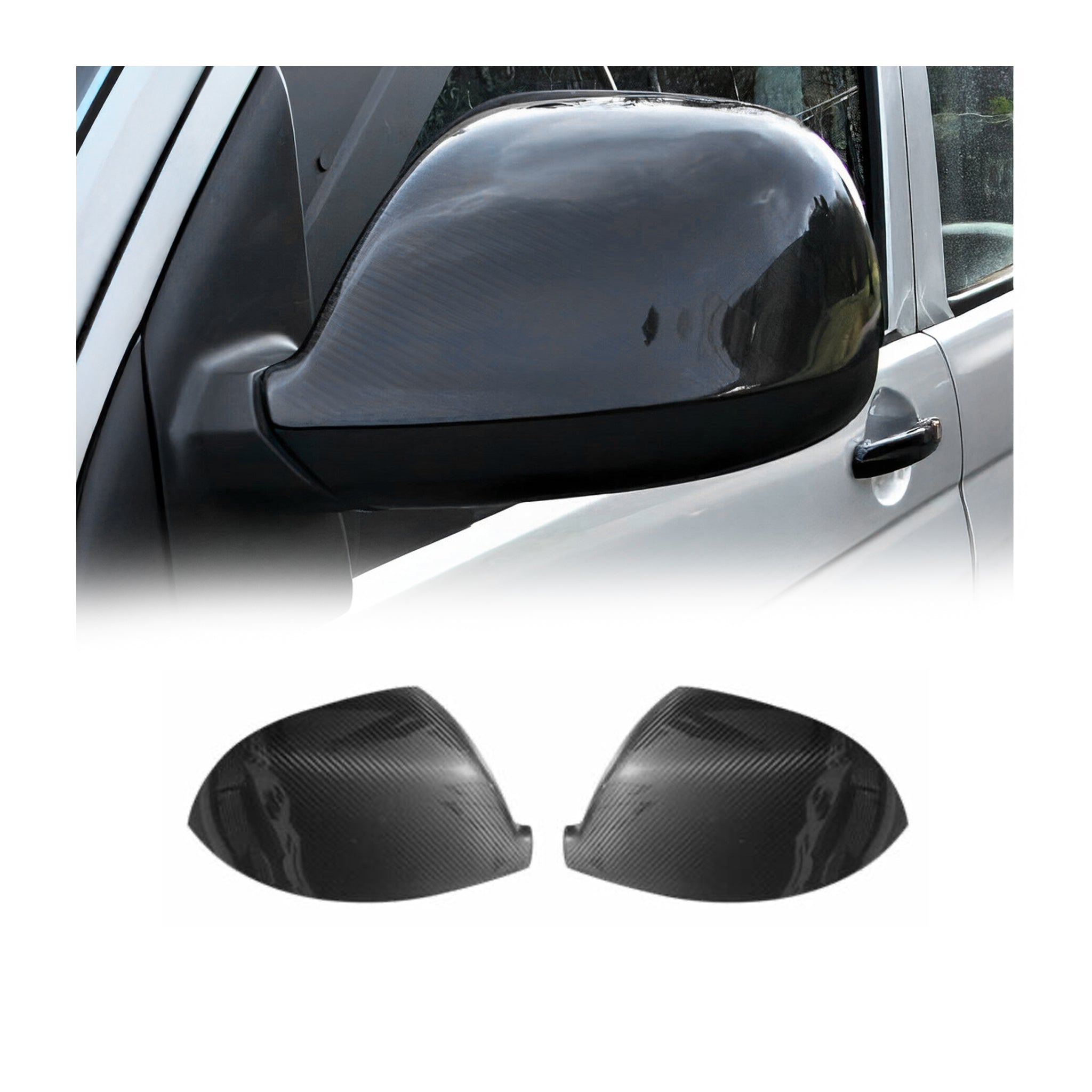 2010-2016 Volkswagen Amarok Side Mirror Cover Caps Carbon Fiber Black 2Pcs