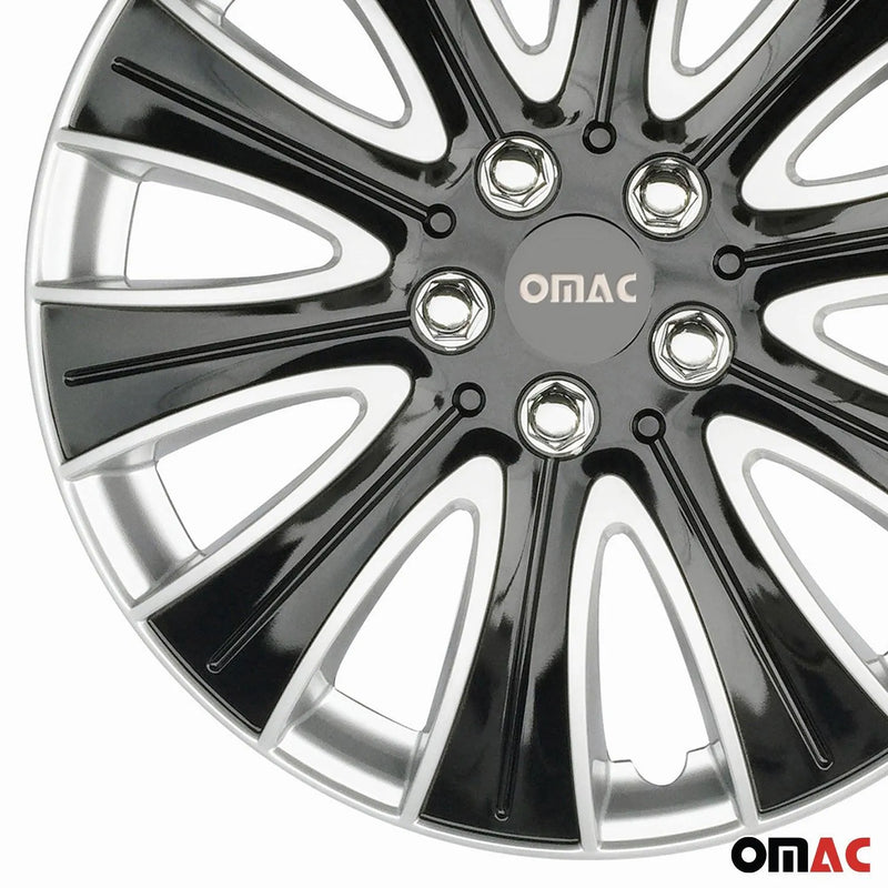 Pisa Hub Caps Wheel Cover 14" Black & Silver Full Set 4 pcs.