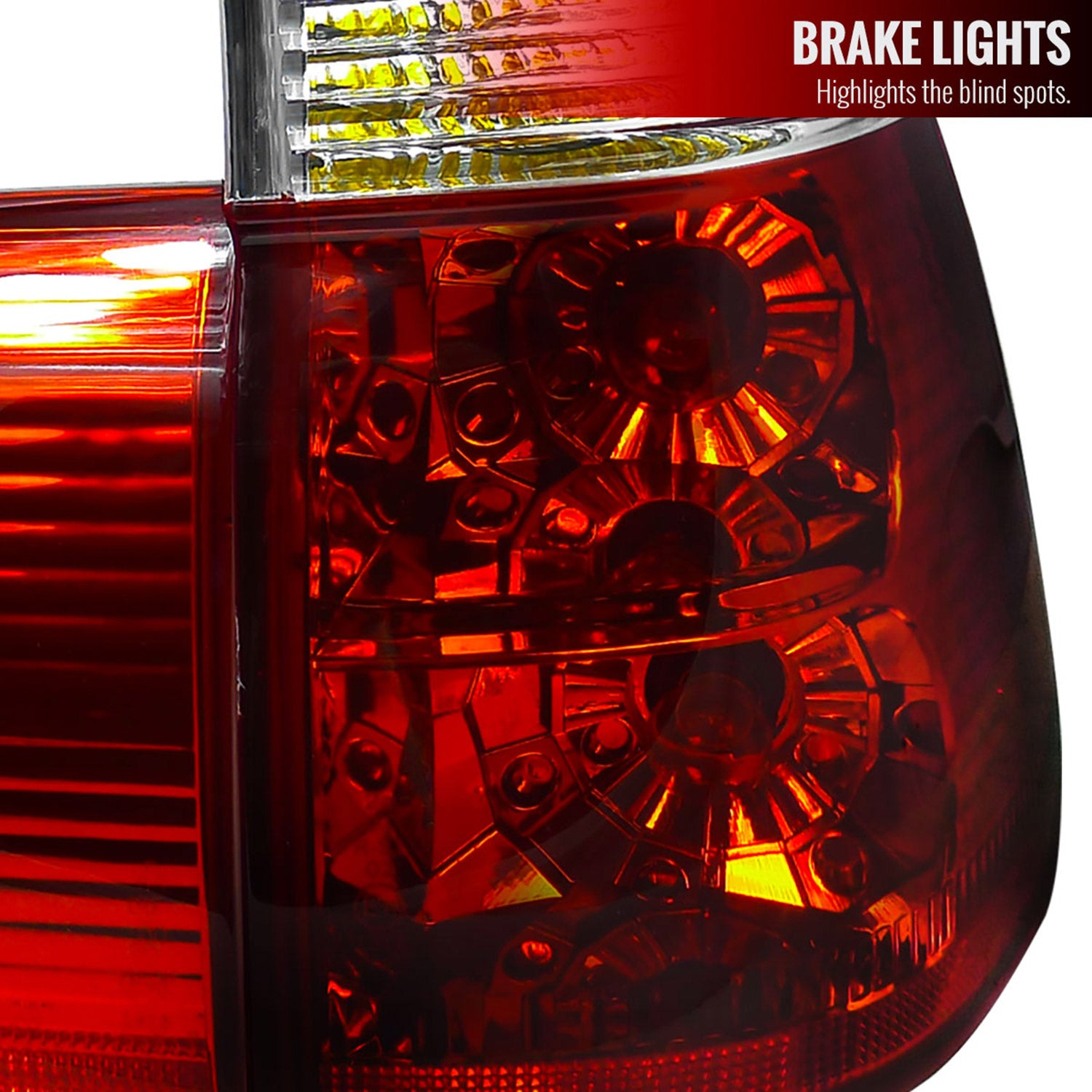 2000-2006 BMW E53 X5 Tail Lights Chrome Housing/Red Clear Lens