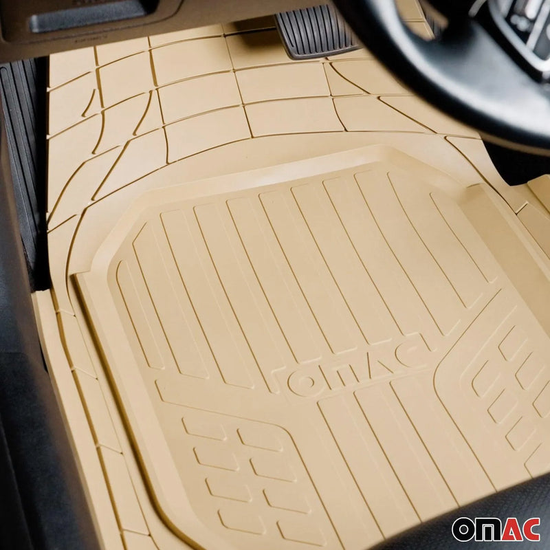 Mazda Heavy Duty Trim to fit Floor Mats Liner Tan All Weather 4Pcs