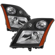 2007-2009 Nissan Sentra Factory Headlights w/Amber Reflector Matt Black/Clear