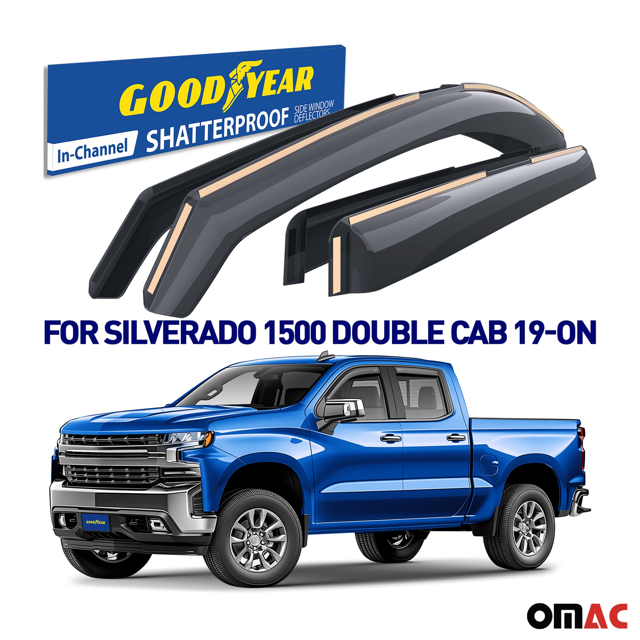 Goodyear Wind Deflectors for Chevrolet Silverado 1500 2019-2025 Double Cab 4x