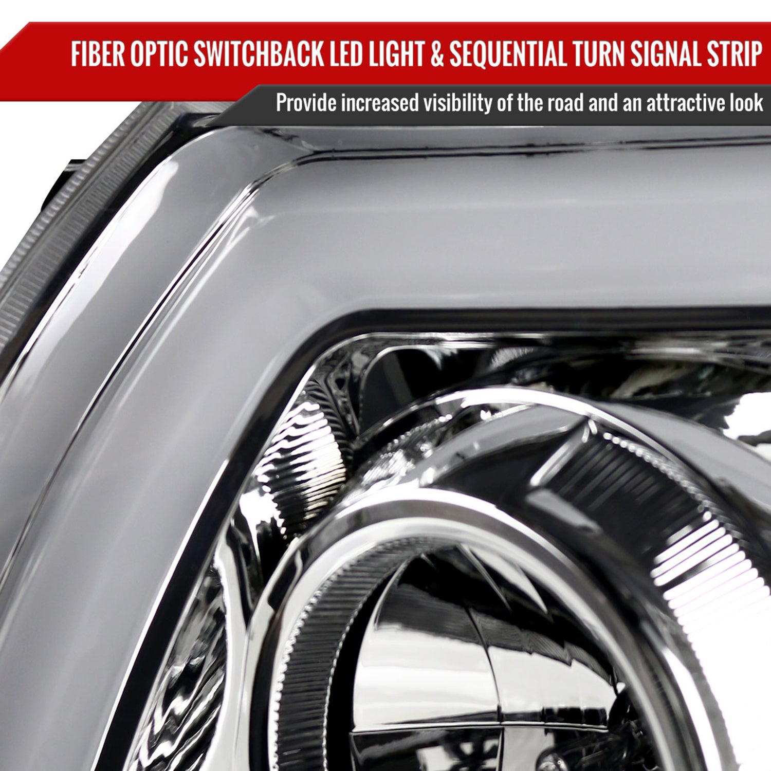 2005-2011 Toyota Tacoma LED Bar Projector Headlights Turn Signal Lights Chrome