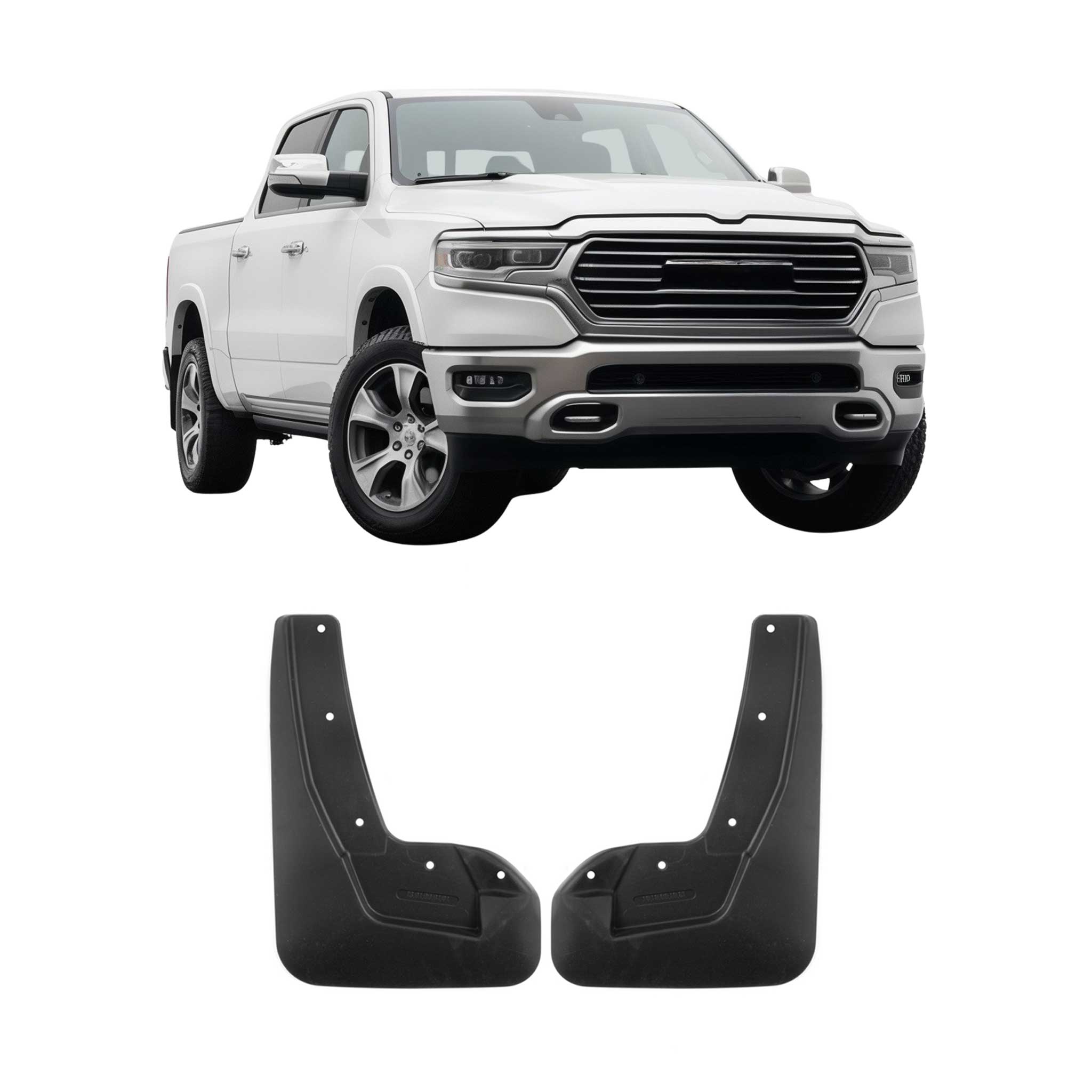 2019-2026 RAM 1500 2500 Pickup Front Mud Guards Splash Mud Flaps Black Front 2 Pcs