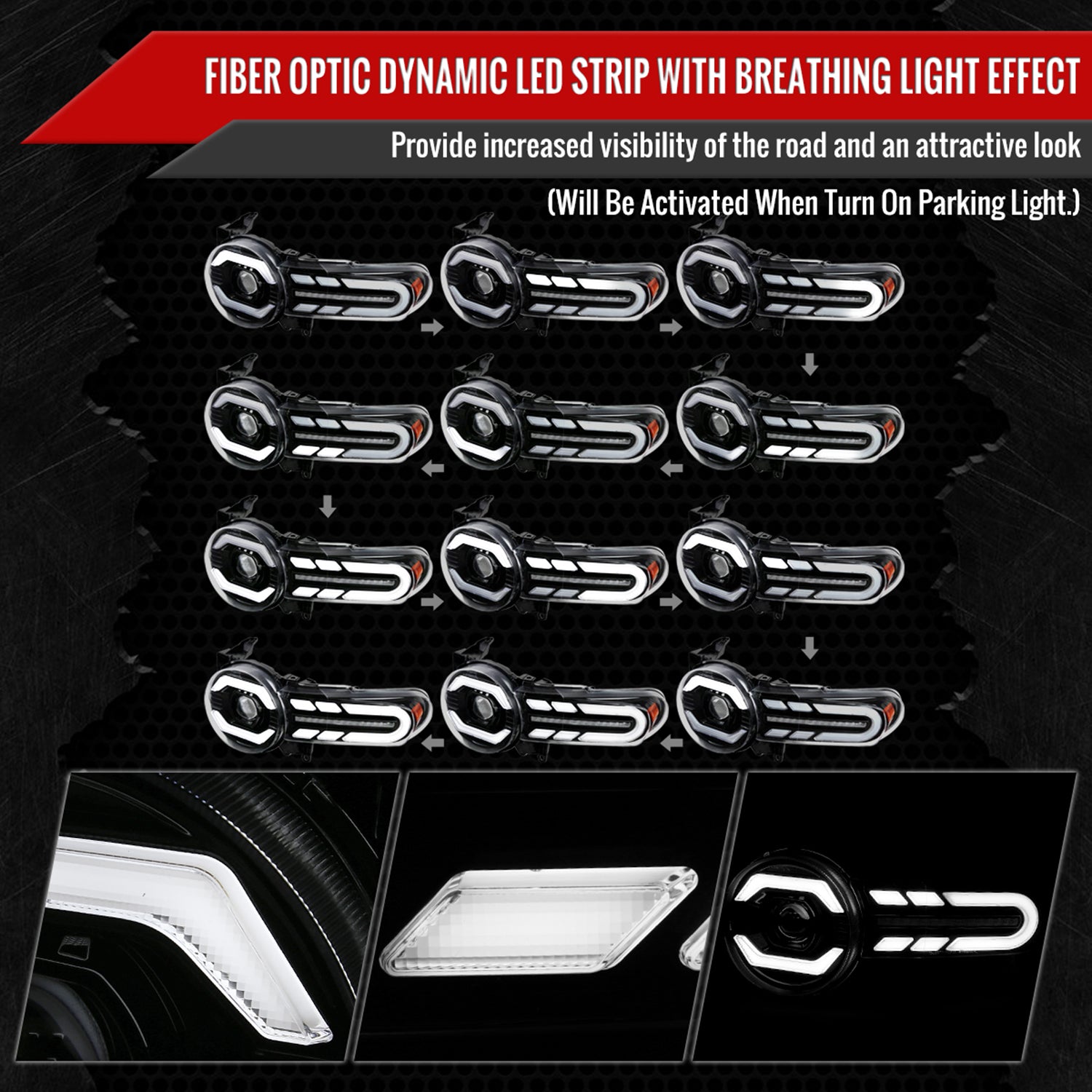 2007-2014 Toyota FJ Cruiser Full LED Projector Headlights LED Signal Black