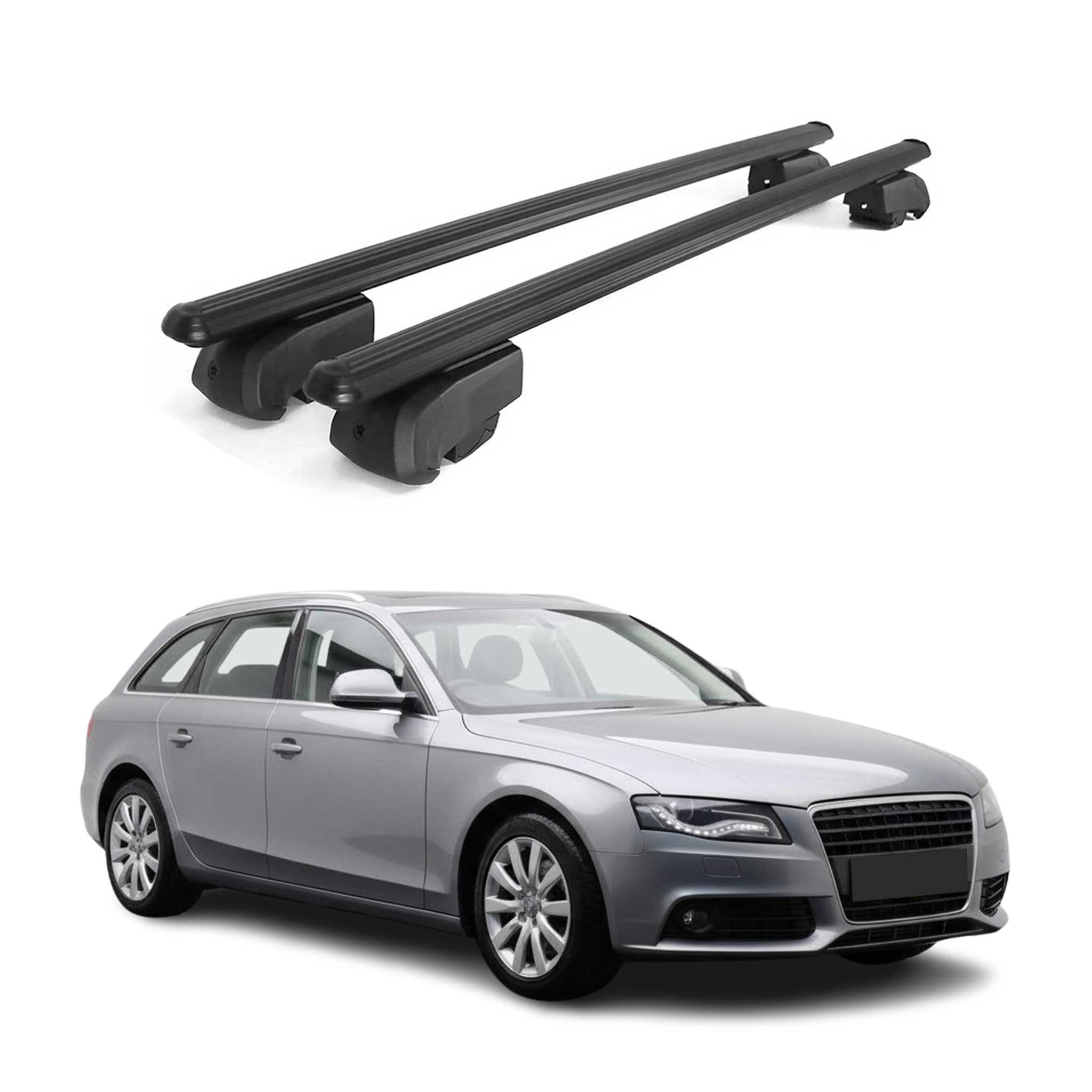 Roof Rack Cross Bars Luggage Carrier for Audi A4 2009-2012 Wagon Black 2 Pcs