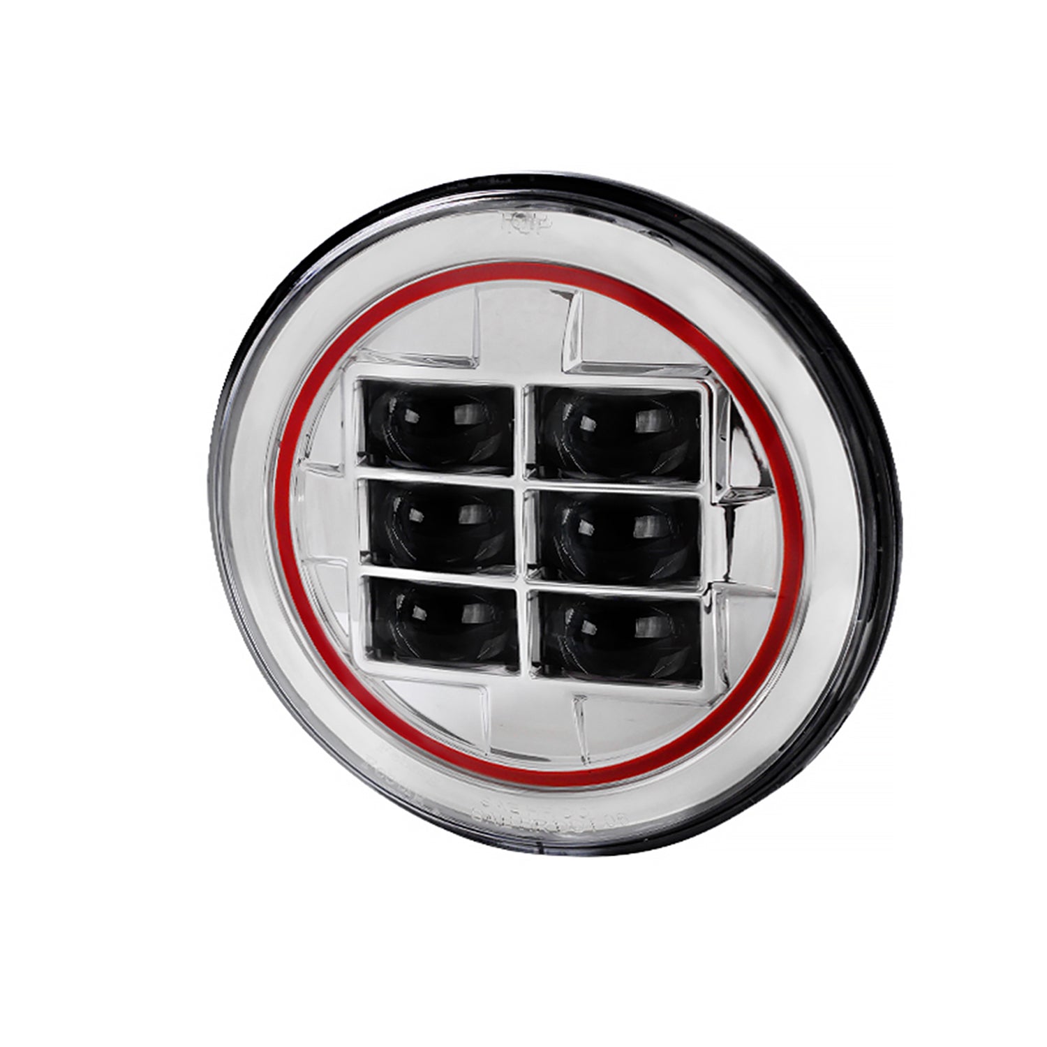 Universal 7" Cree LED Red Rim Projector Headlight - 1PC Chrome/Clear Lens