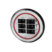 Universal 7" Cree LED Red Rim Projector Headlight - 1PC Chrome/Clear Lens