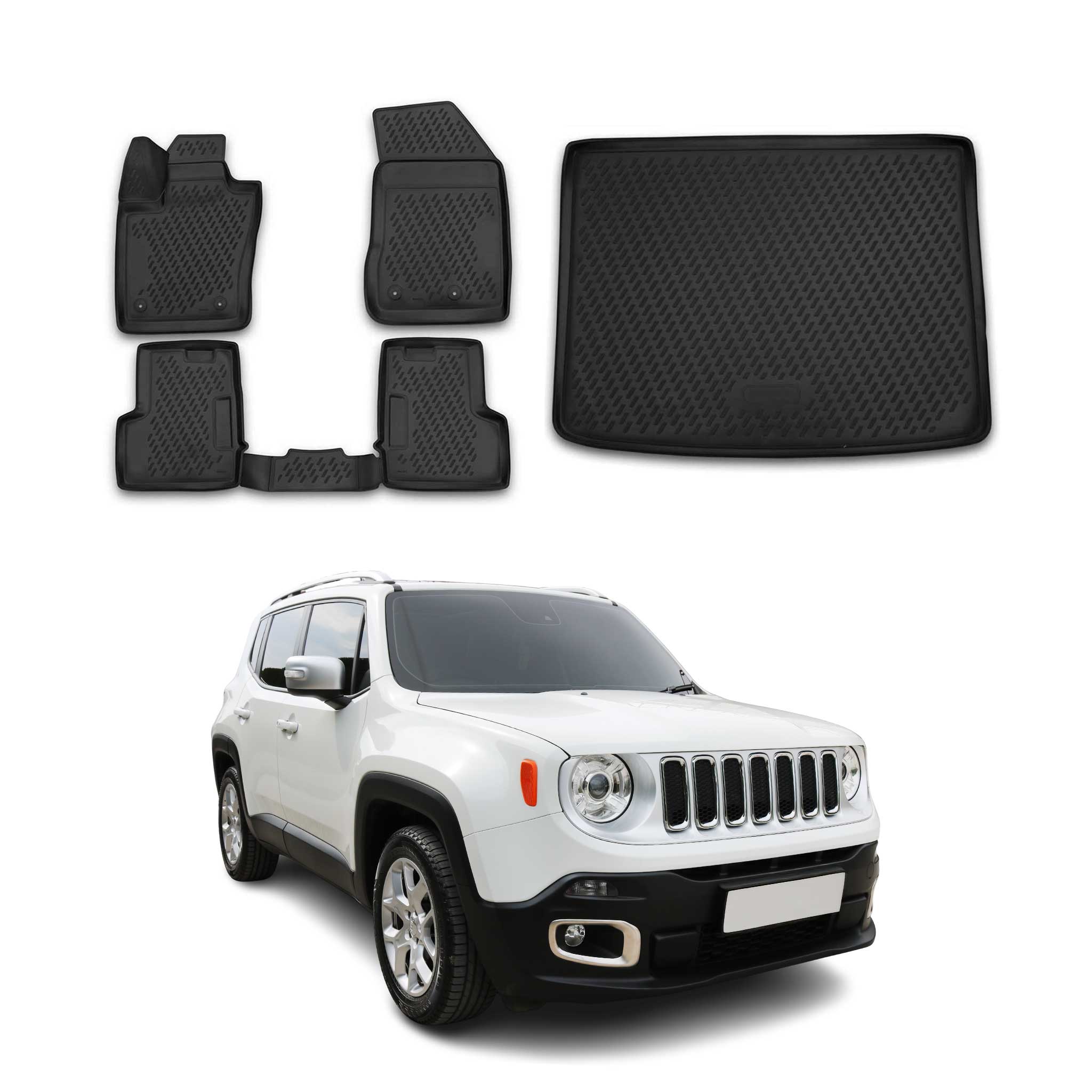 2016-2023 Fiat 500X Floor Mats & Cargo Liner Full Set All Weather Black