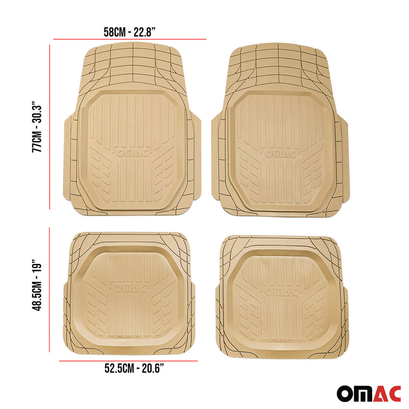 GMC Heavy Duty Trim to fit Floor Mats Liner Tan All Weather 4Pcs