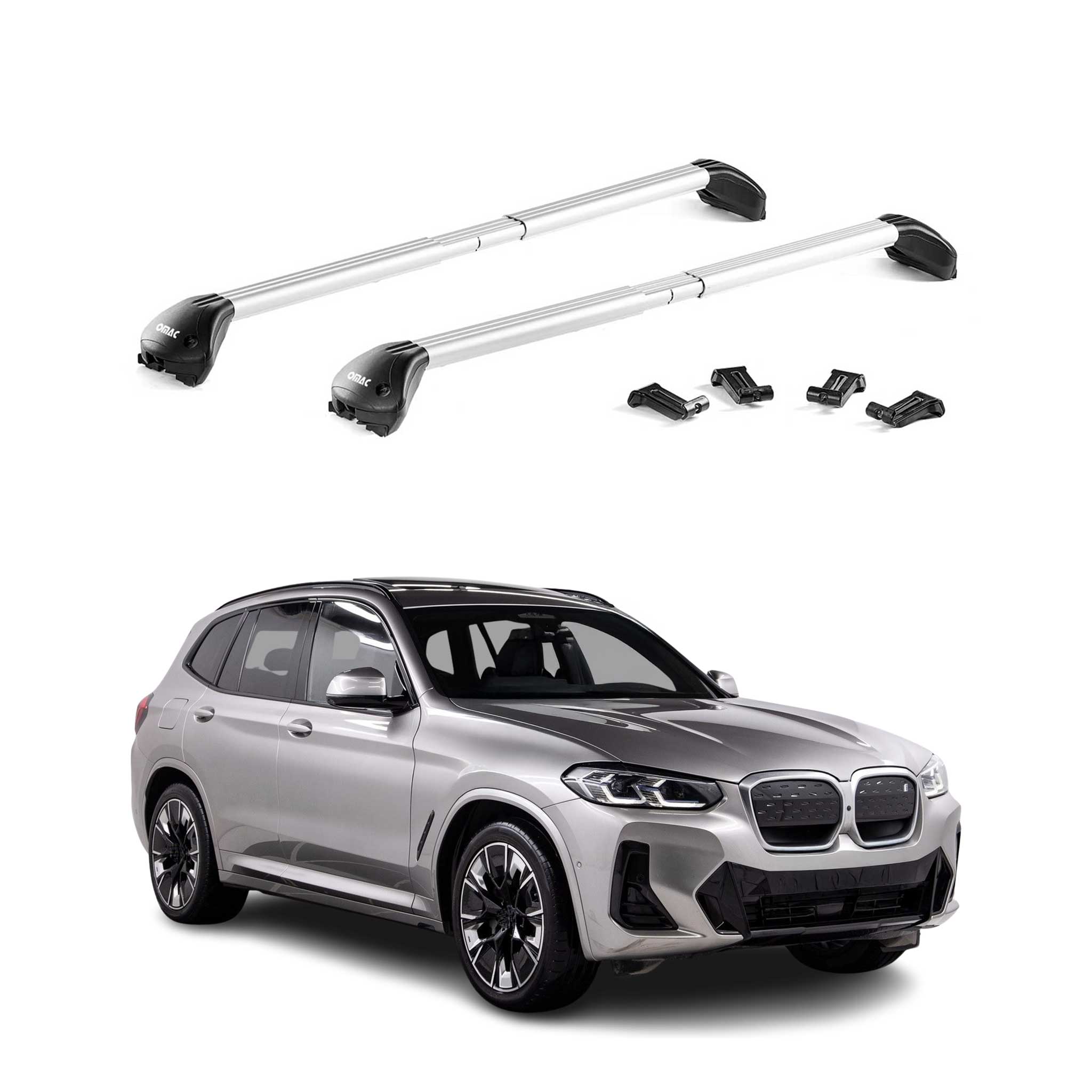 2021-2025 BMW iX3 G08 Roof Rack Cross Bars Carrier Silver