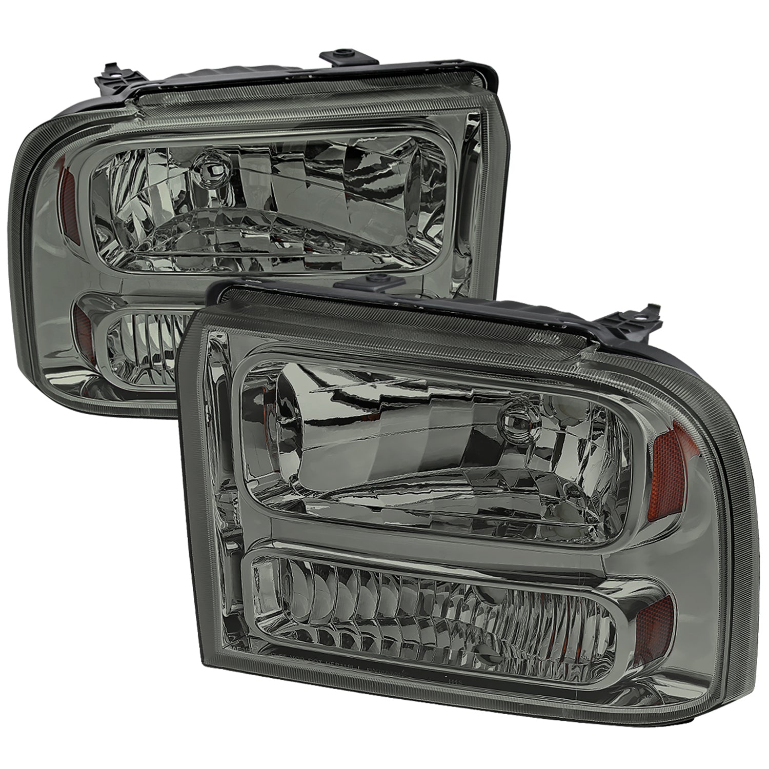 2005-2007 Ford F-250/350/450/550/Excursion Crystal Headlights Chrome/Somke