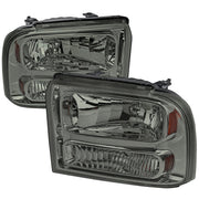 2005-2007 Ford F-250/350/450/550/Excursion Crystal Headlights Chrome/Somke