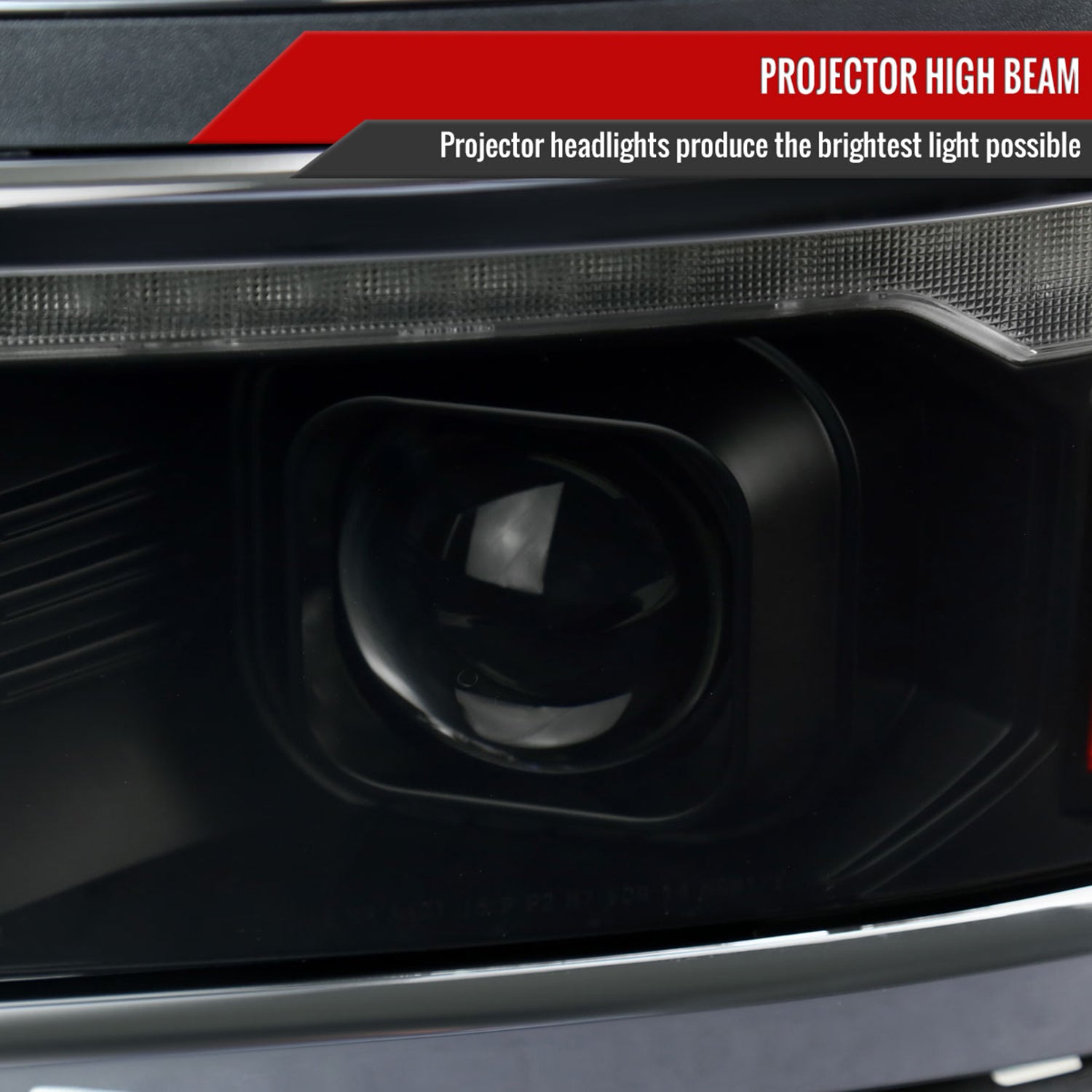 2014-2015 Chevy Silverado 1500 LED Bar Projector Headlights Smoke/Chrome Trim