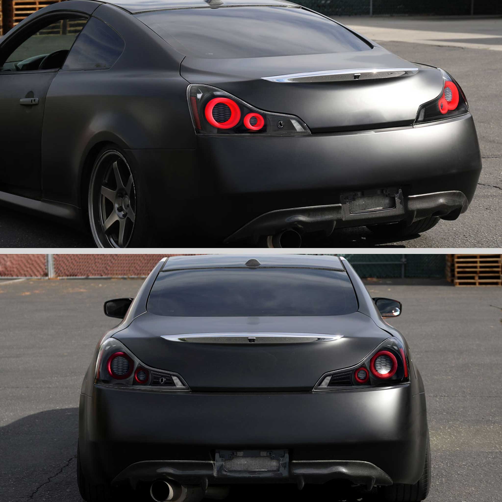 For Infiniti G37 2008-13 / Q60 Coupe 2014-15 LED Tail Lights Sequential Turn Signal Black Housing Clear Lens Switchback