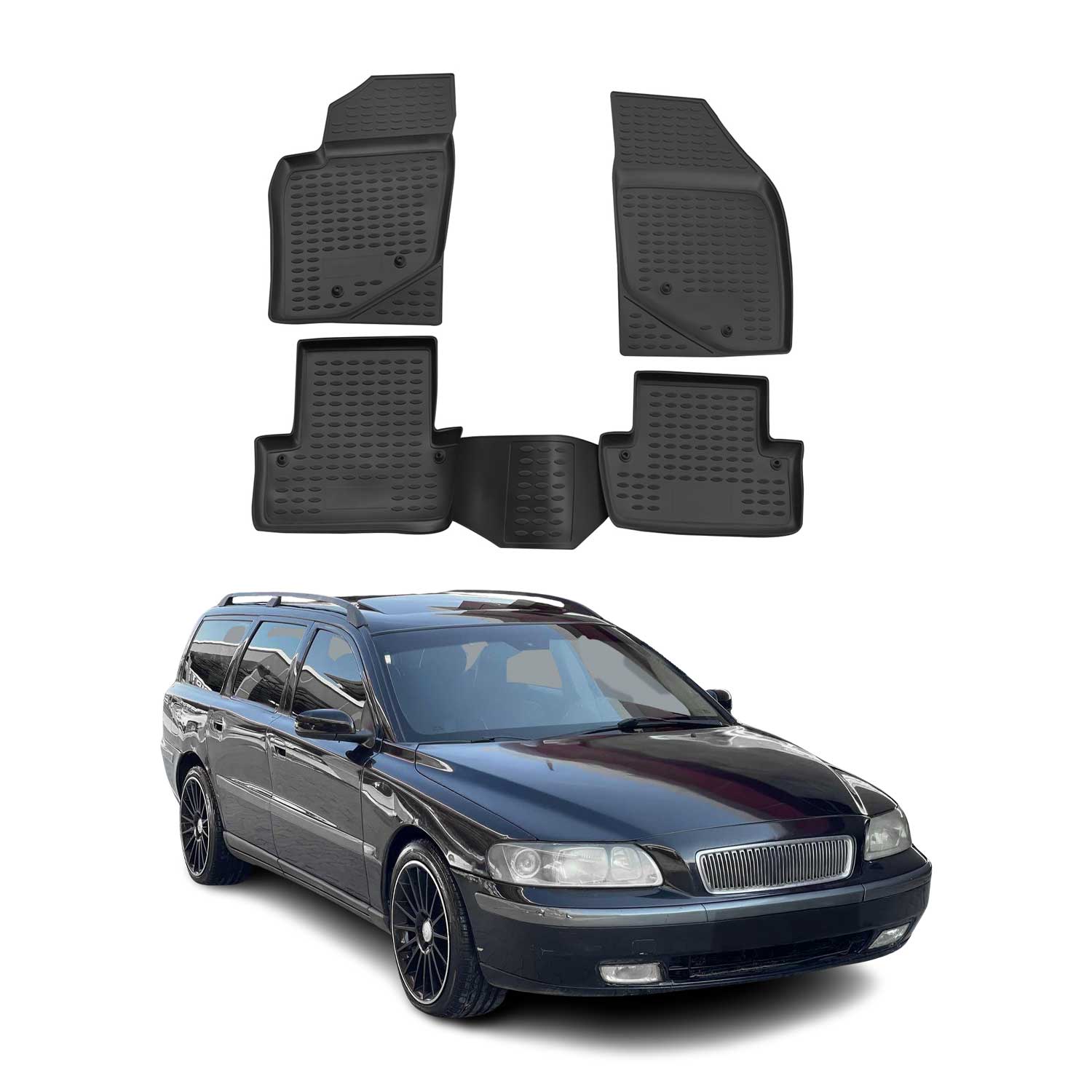 2001-2007 Volvo V70 Floor Mats Liners Full Set All Weather Black
