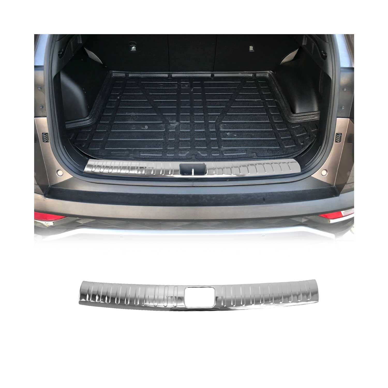 2016-2021 Hyundai Tucson Trunk Sill Cover Bumper Guard Protector Stainless Steel Silver