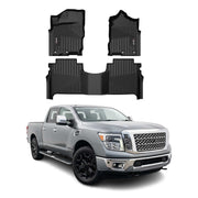 2016-2024 Nissan Titan Premium Floor Mats Liners First and Second Row Set Black