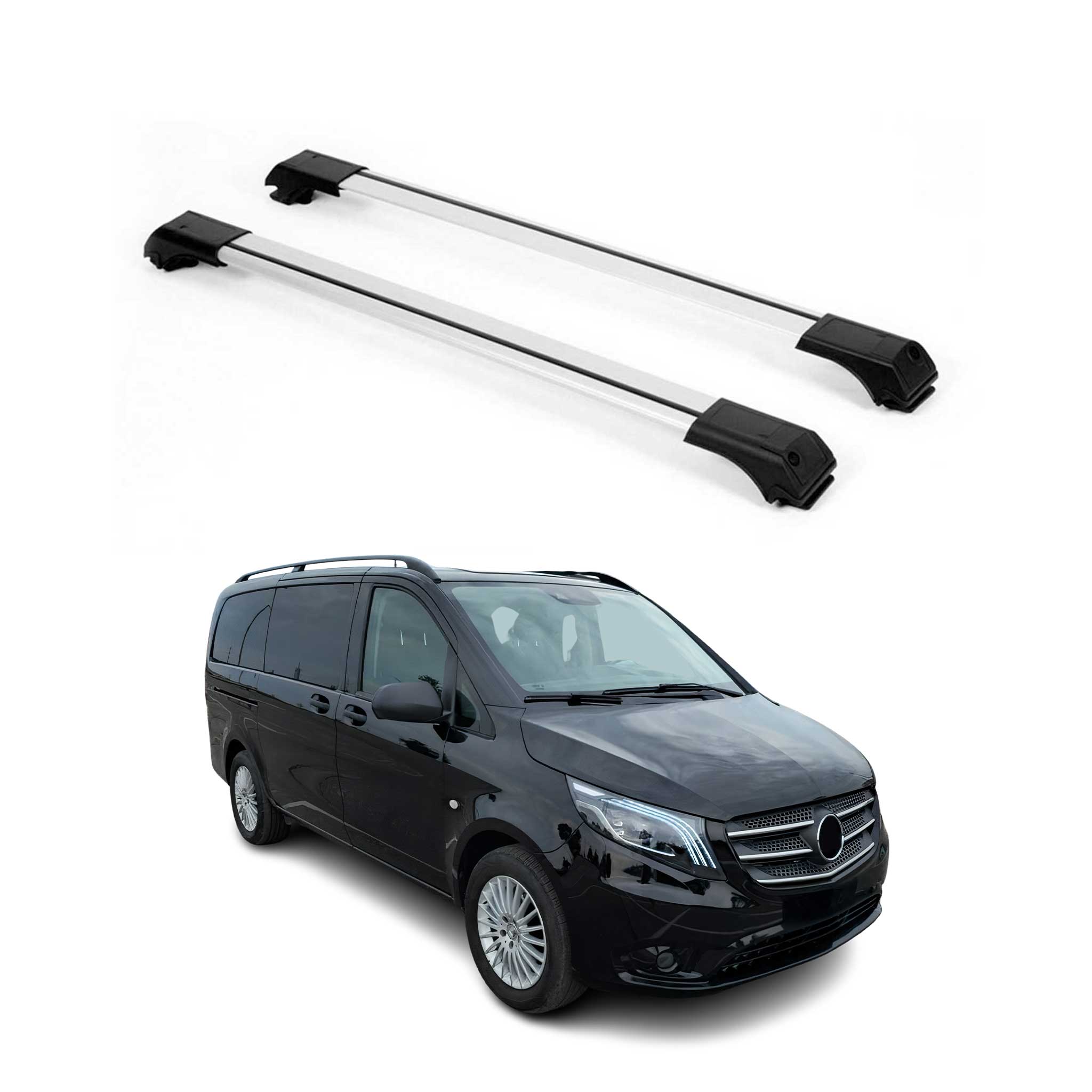 2016-2024 Mercedes Metris Roof Rack Cross Bars Silver