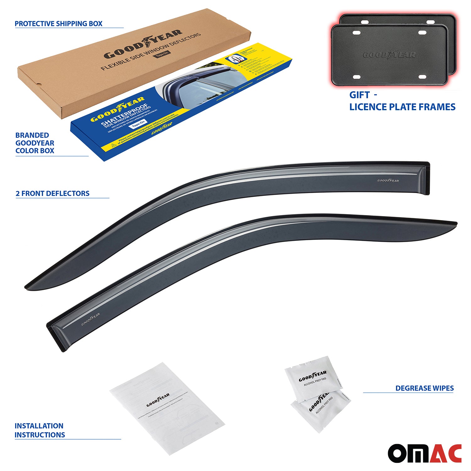 Goodyear Wind Deflectors for GMC Sierra 2500HD 3500HD 2007-2014 Regular Cab 2Pcs