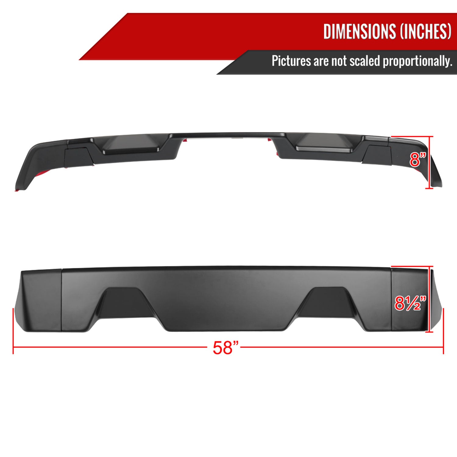 2009-2014 Ford F-150 Matte Black 3PC Rear Roof Spoiler Wing Kit