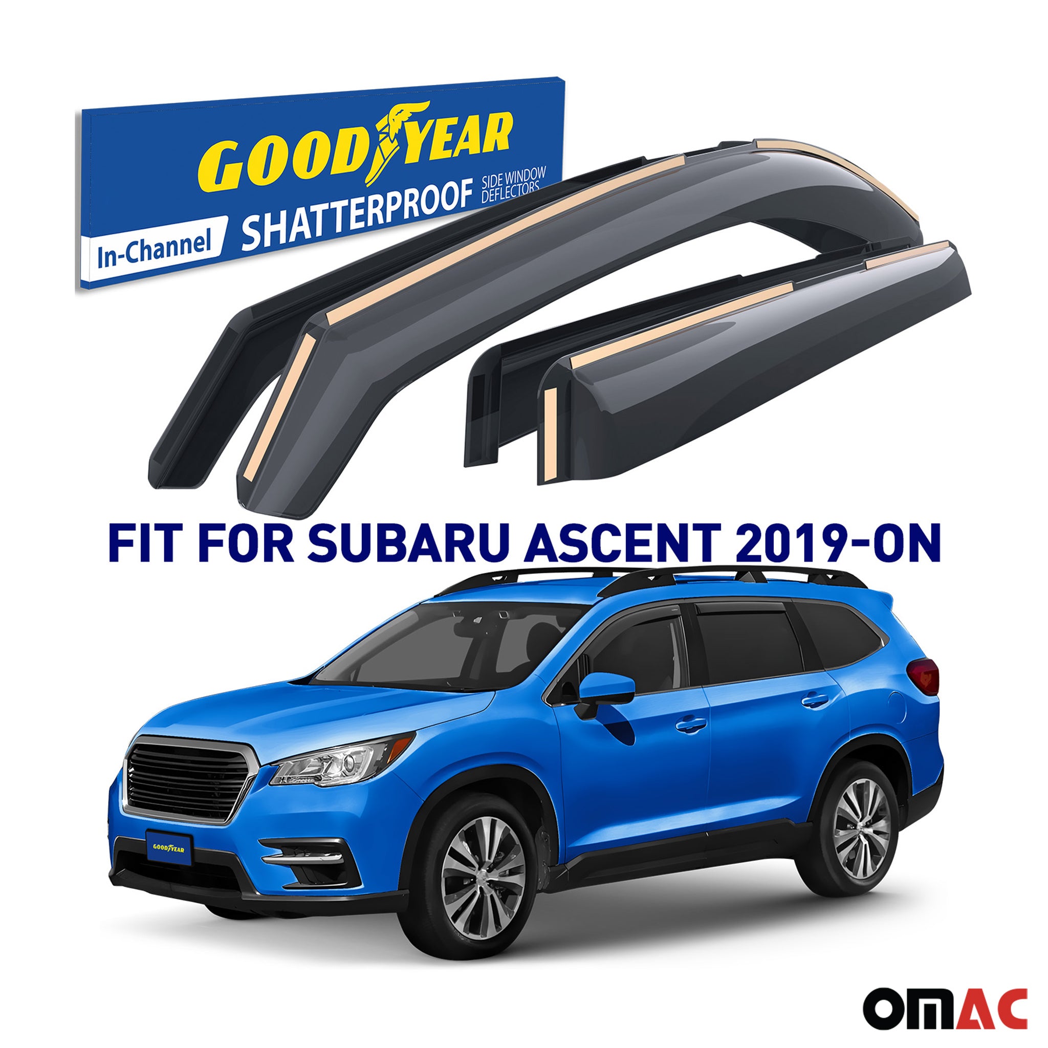 Goodyear Wind Deflectors for Subaru Ascent 2019-2025 In-channel Premium Smoke 4x