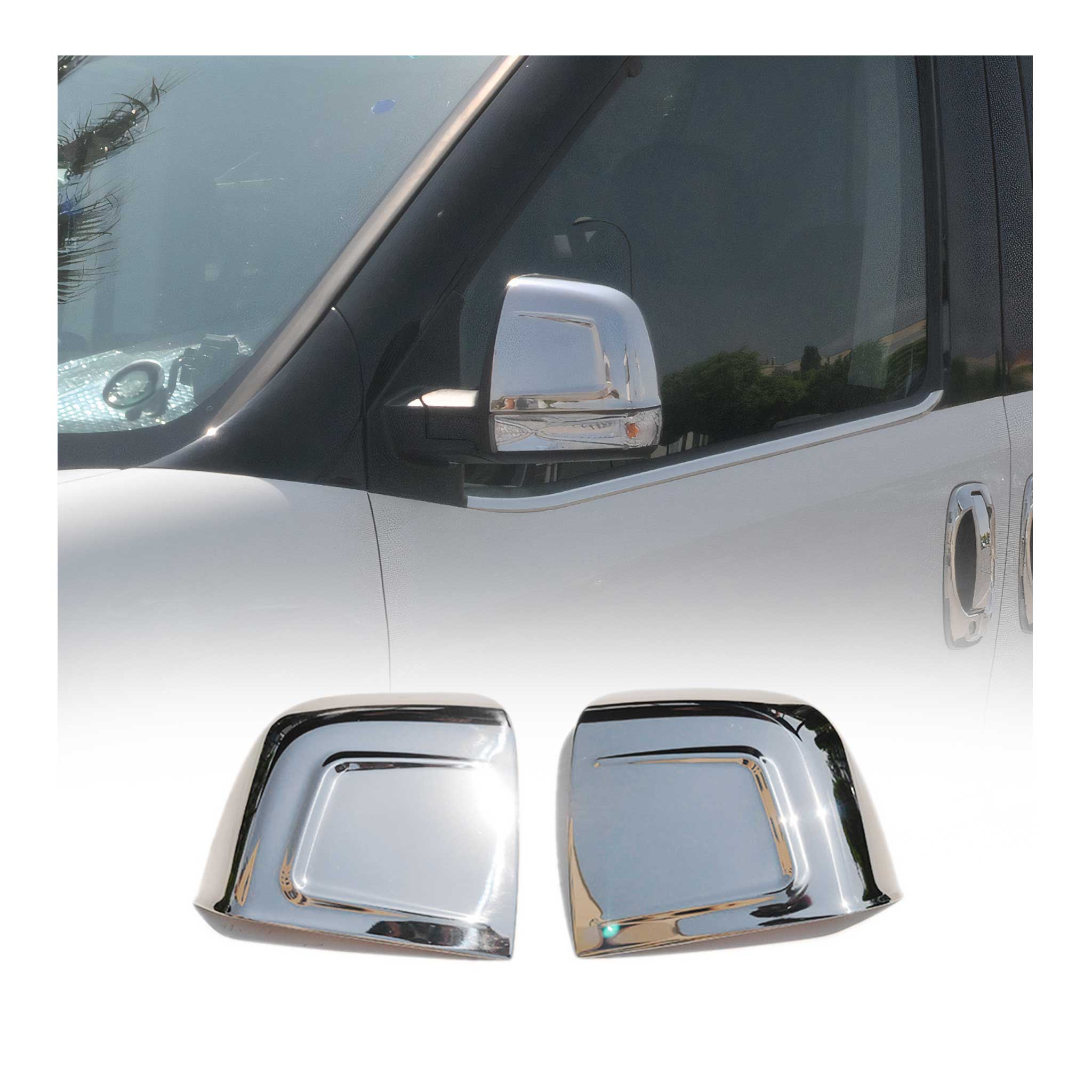 2015-2022 RAM ProMaster City Side Mirror Cover Caps Stainless Steel Silver 2 Pcs