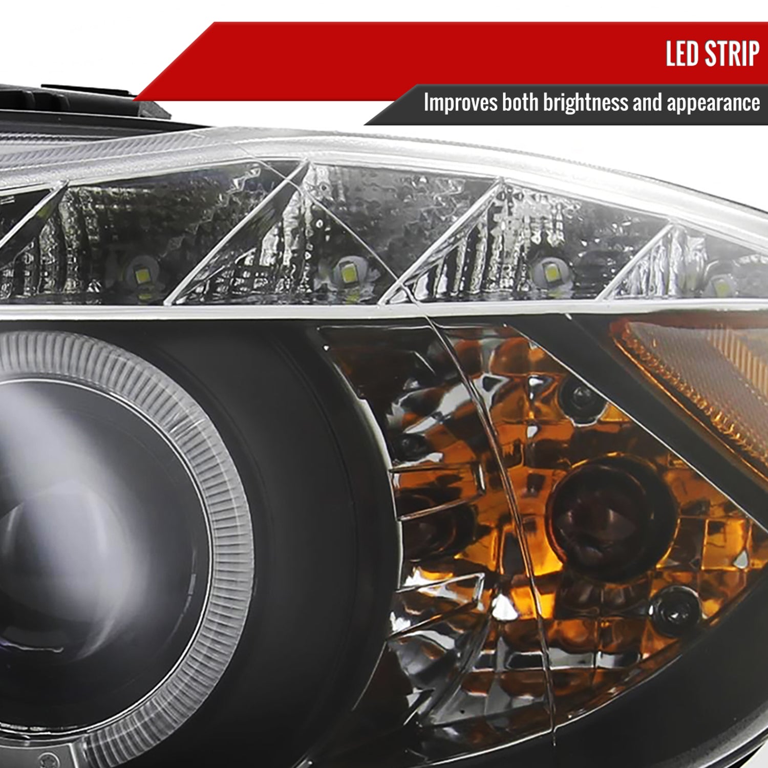 2006-2008 BMW E90 3 Series Sedan Dual Halo Projector Headlights LED Black