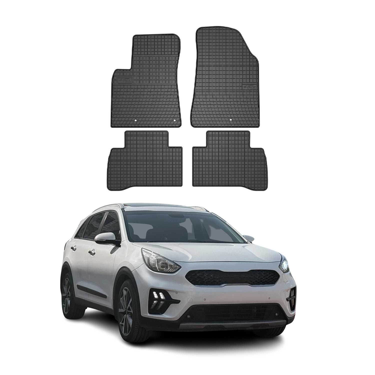 2017-2022 Kia Niro 1.gen Floor Mats Liners Full Set All Weather Rubber Black