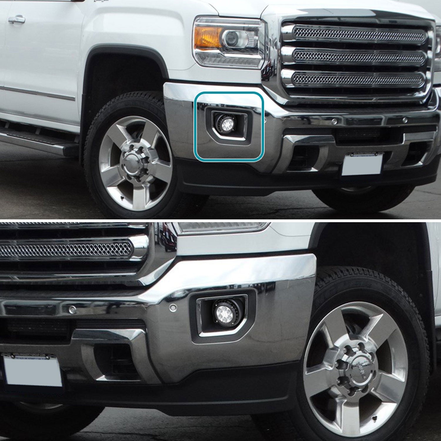 2015-2018 GMC Sierra 2500HD/3500HD 6-LED Fog Lights Kit Chrome/Clear Lens