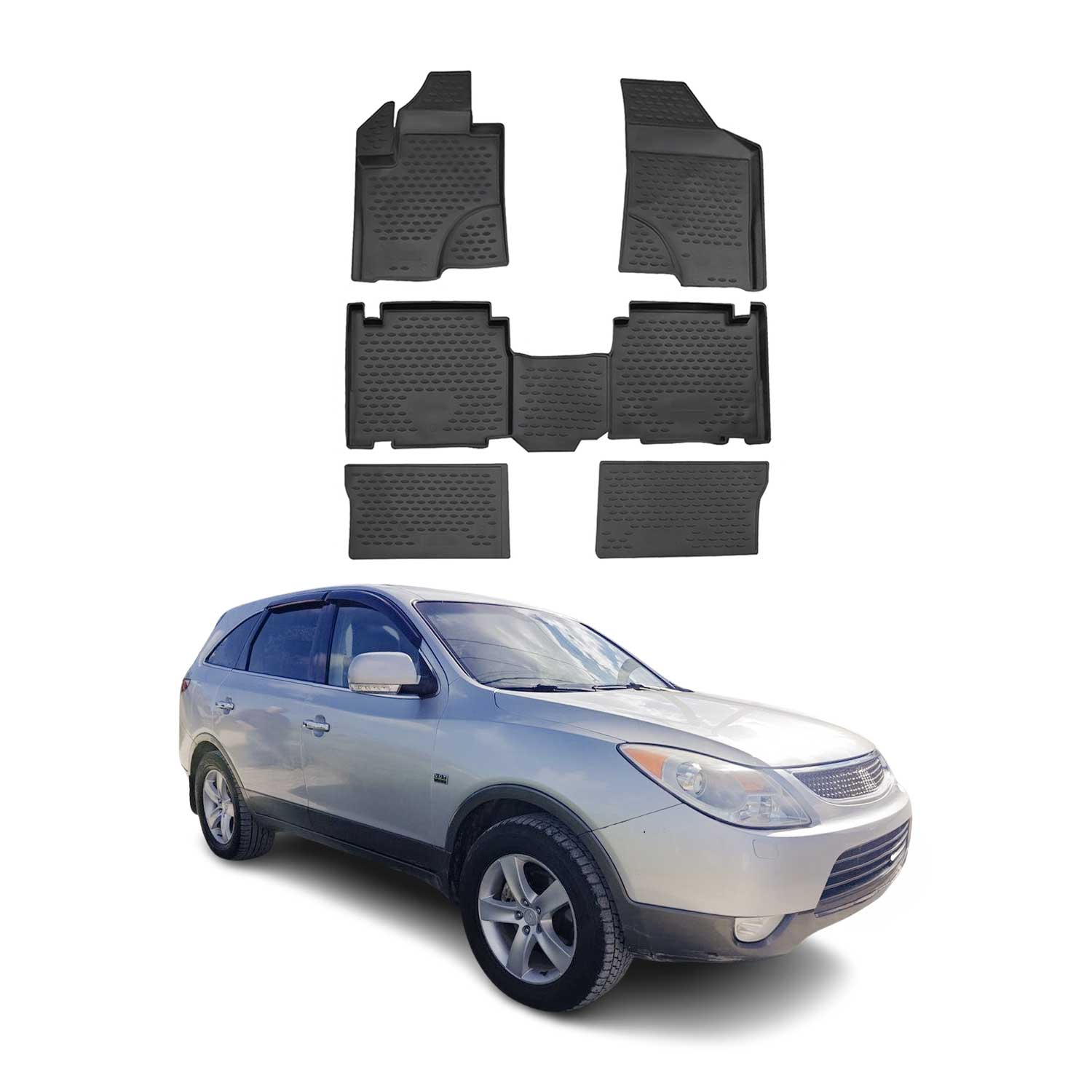 2007-2012 Hyundai Veracruz Floor Mats Liners Full Set All Weather Black