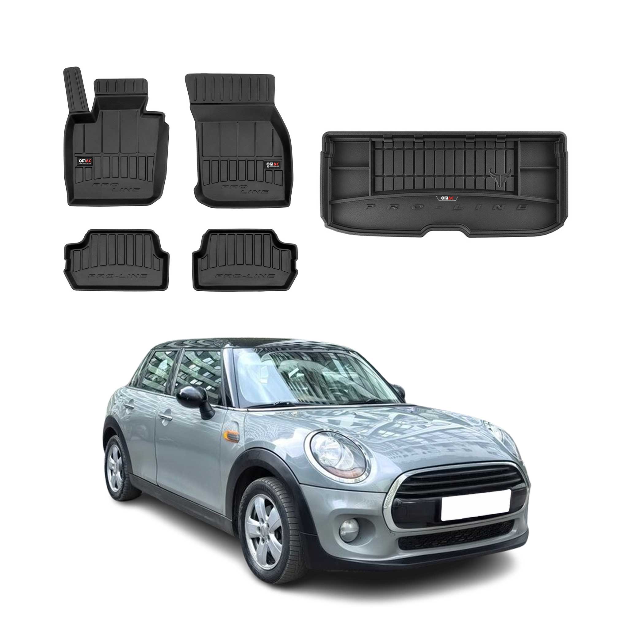 2014-2020 Mini Cooper S Premium Floor Mats & Cargo Liner Full Set All Weather Heavy Duty Upper Trunk