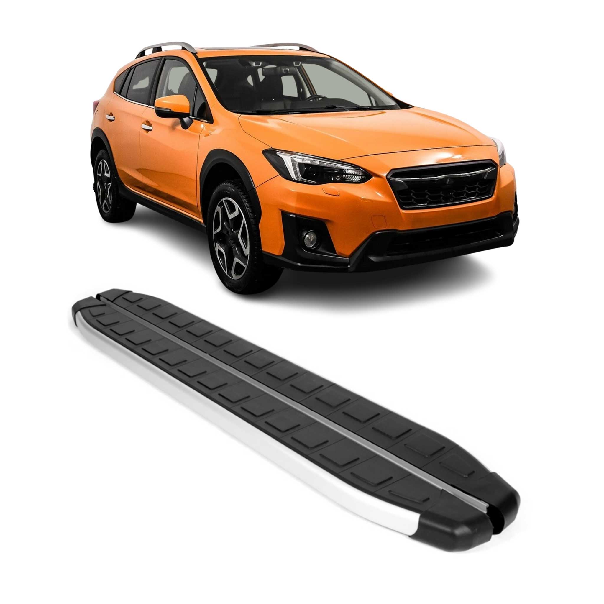 2013-2015 Subaru XV Crosstrek Running Boards Side Steps Silver & Black