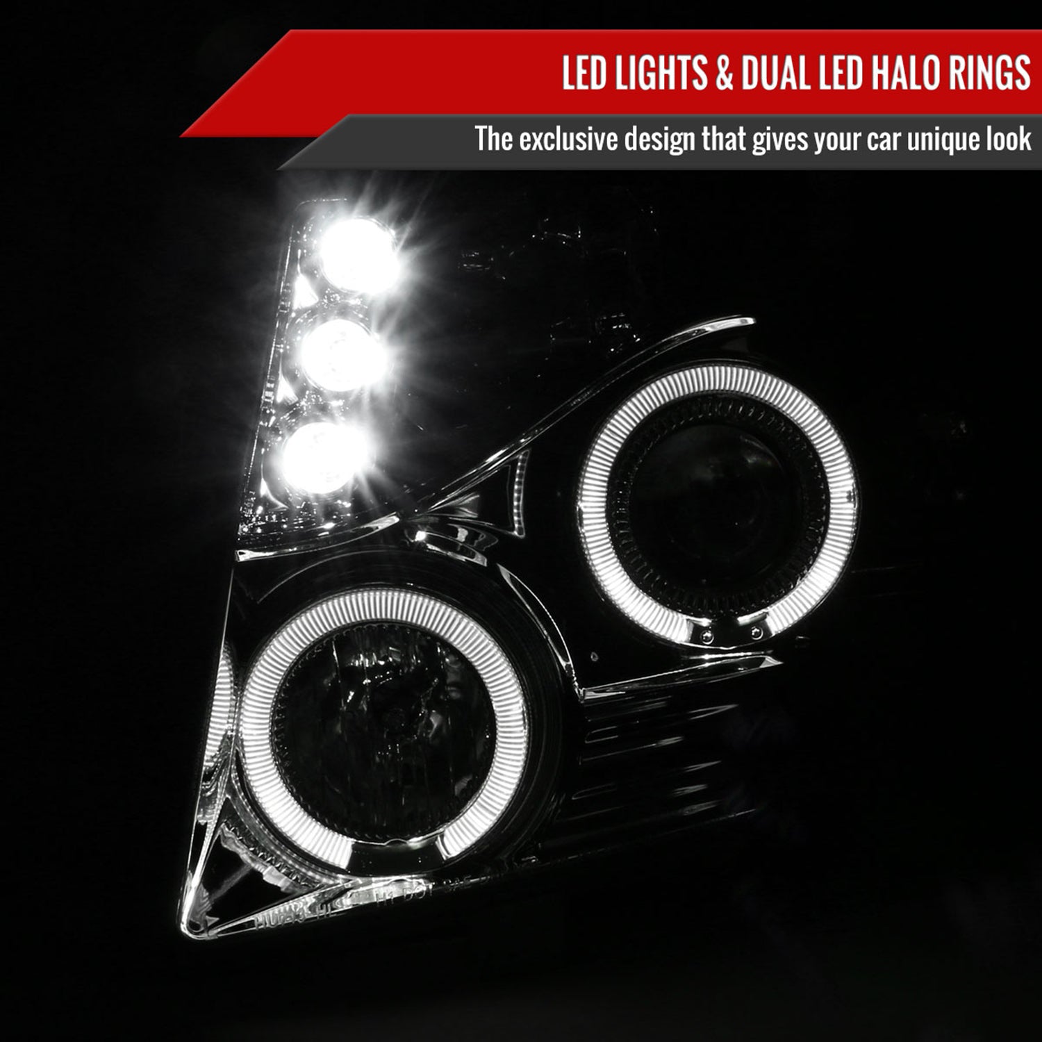 2007-2013 Chevy Avalanche/ 07-2014 Tahoe Suburban Dual Halo Headlights Chrome