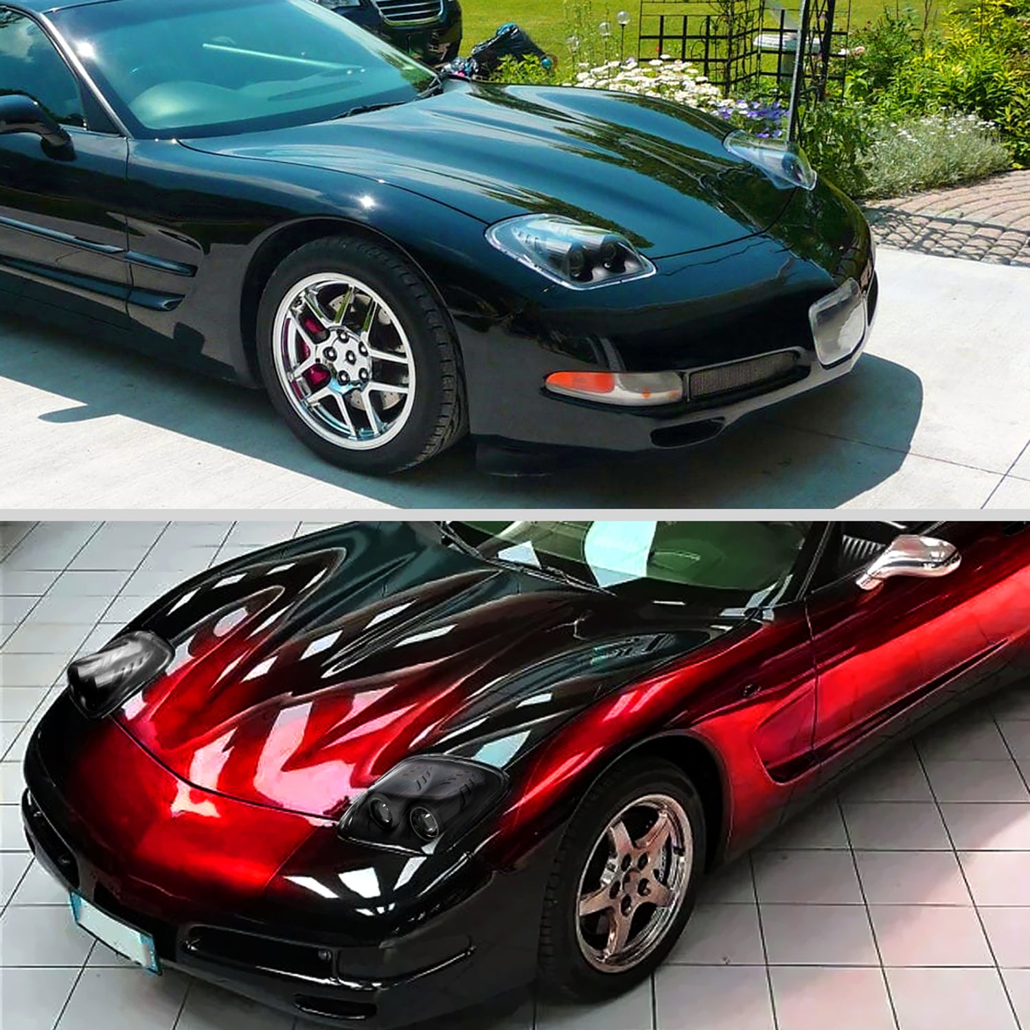 1997-2004 Chevy Corvette C5 H7 Projector Headlights Matte Black/Clear Lens