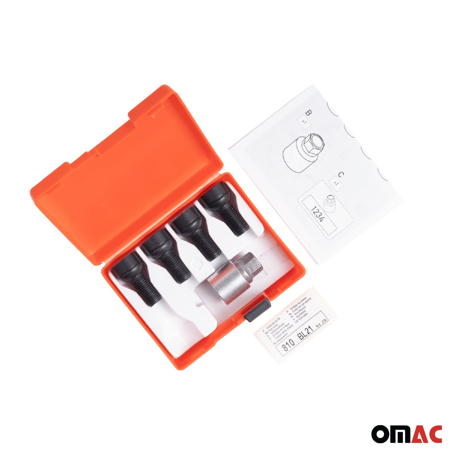 Wheel Lock Kit for Mercedes A-Class B-Class M14X1,5 Bolt Black 4Locks & 1Key