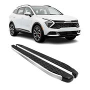 2023-2026 Kia Sportage Running Boards Side Steps Silver & Black