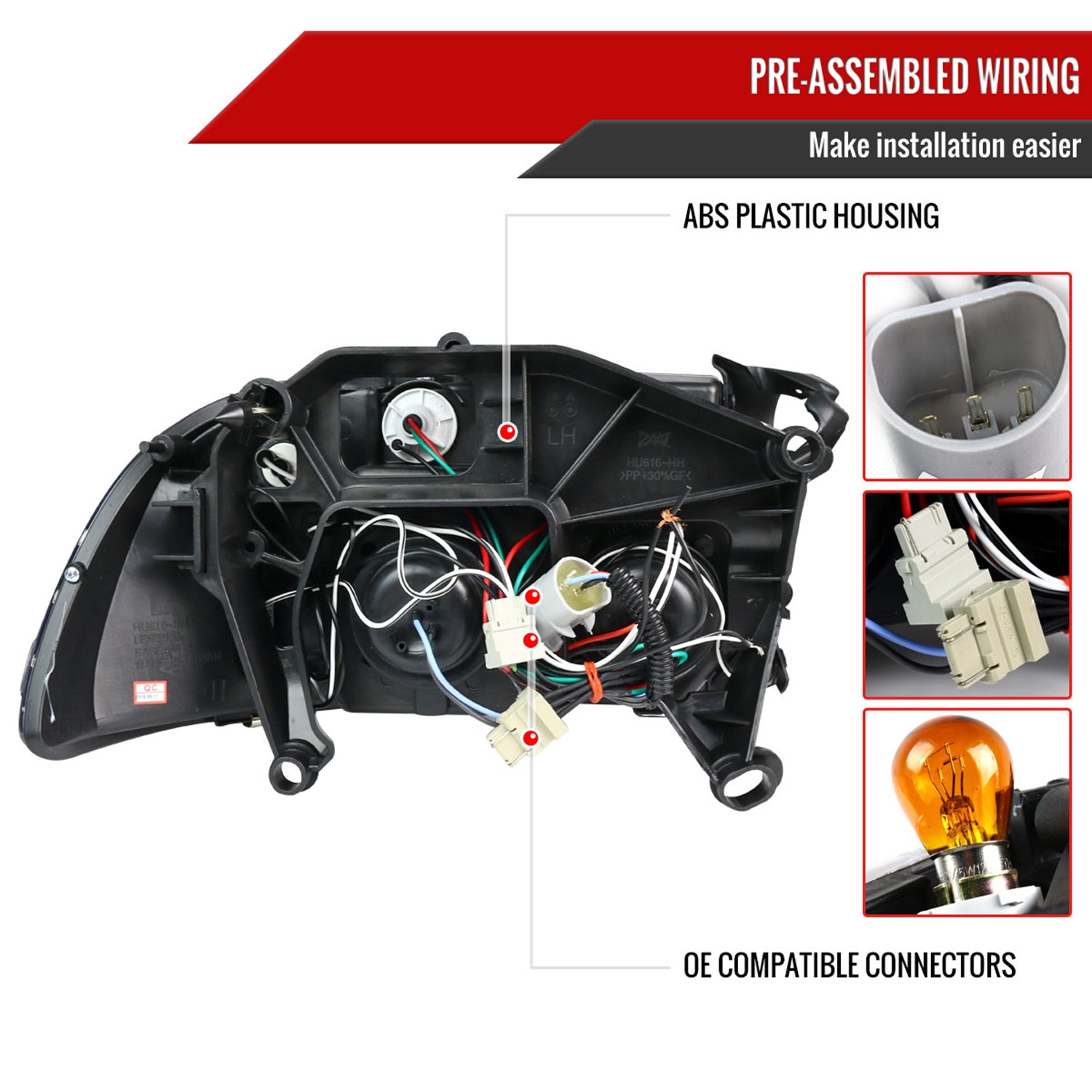 1997-2004 Dodge Dakota/ 1998-2003 Durango Dual Halo Projector Headlights Black