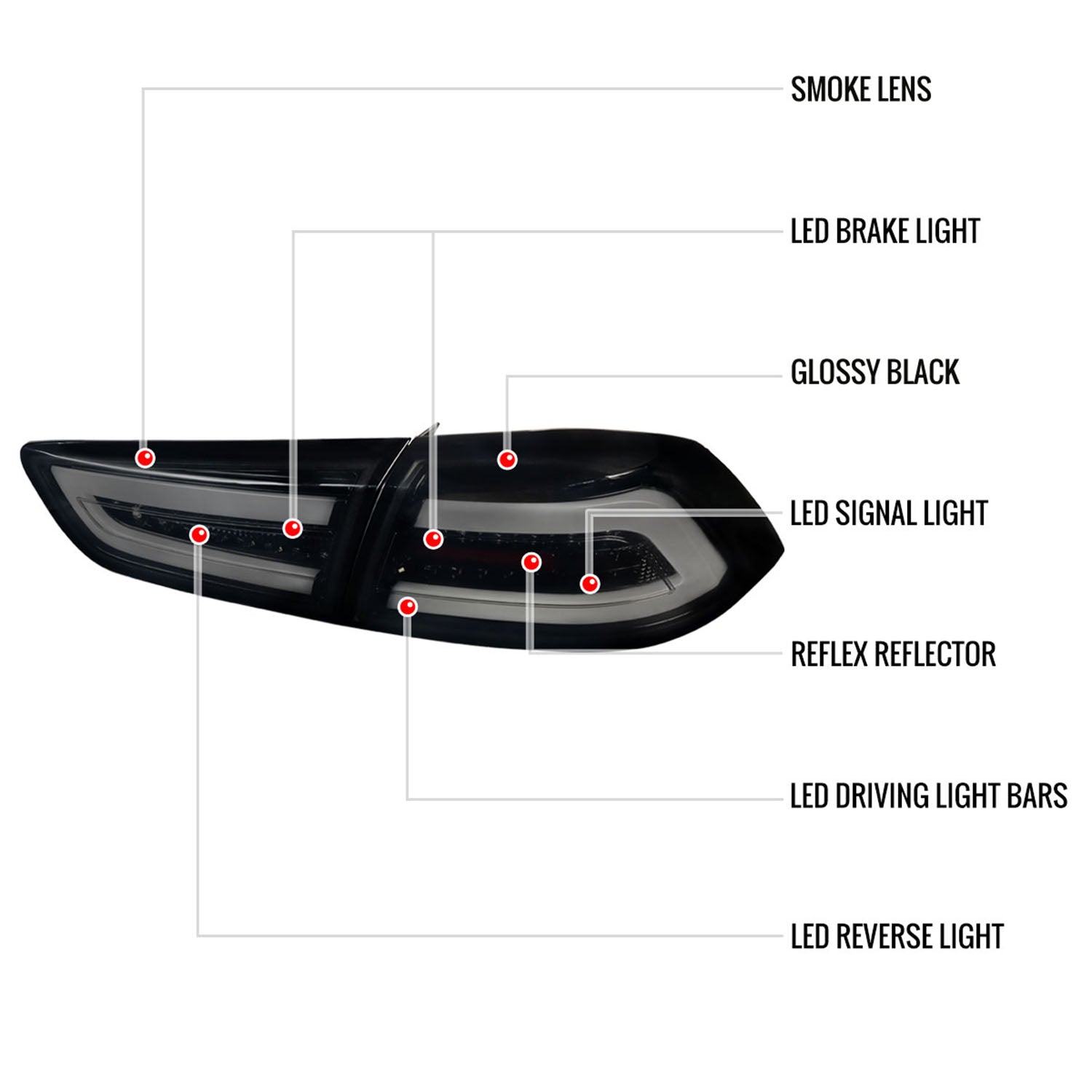 2008-2017 Mitsubishi Lancer / 08-2015 Lancer EVO X LED Tail Lights Glossy Black