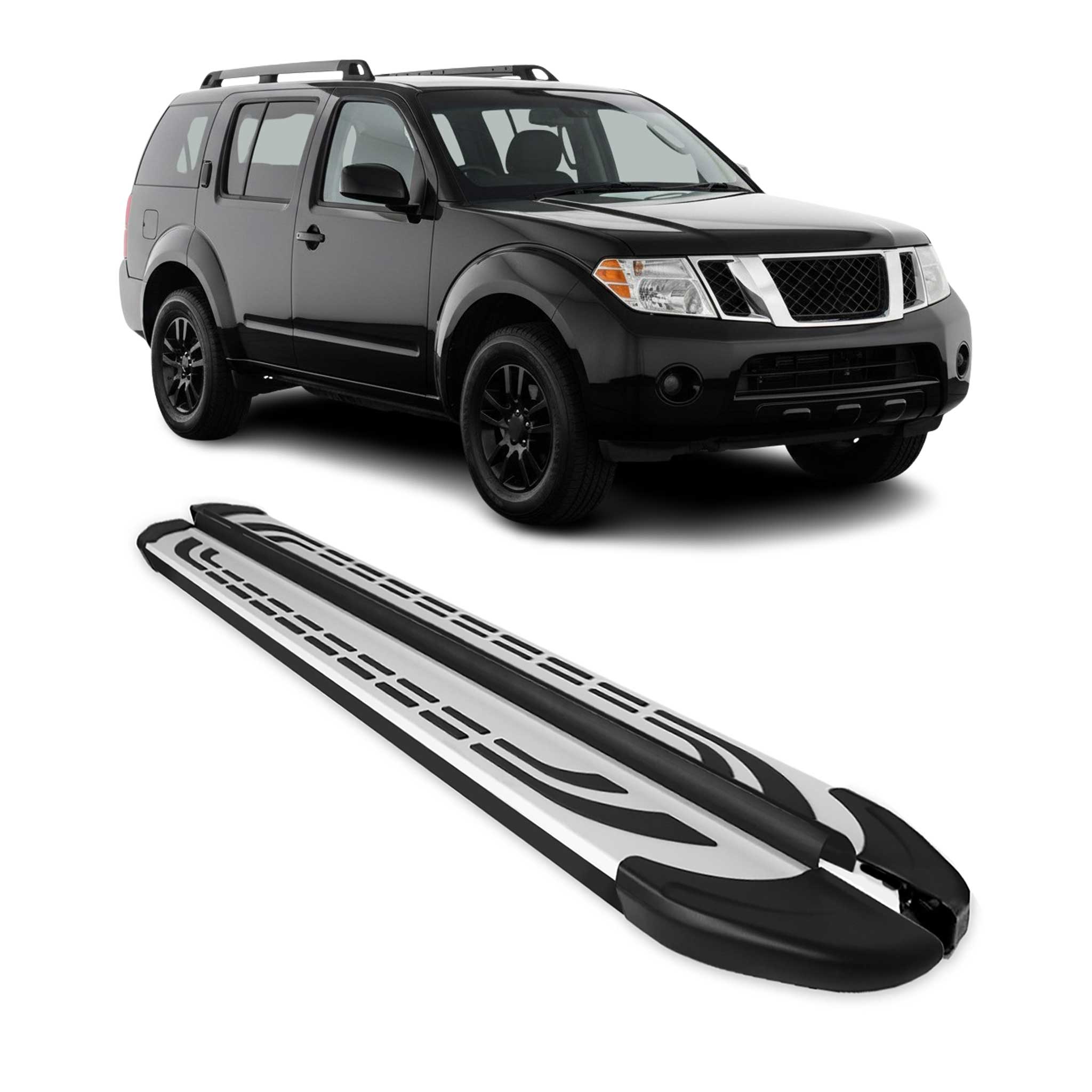 2005-2012 Nissan Pathfinder Running Boards Side Steps Silver & Black