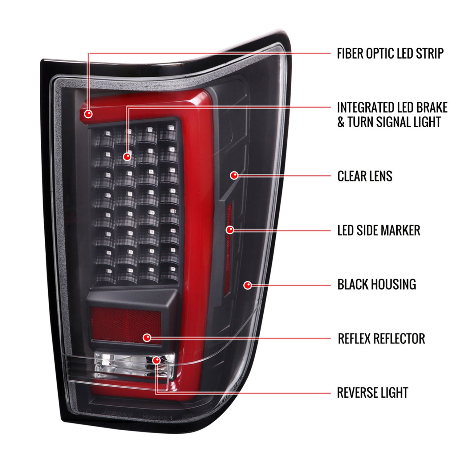 2004-2015 Nissan Titan LED Tail Lights with Red LED Tube Matte Black/Clear