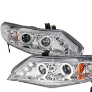 2006-2011 Honda Civic Sedan Dual Halo Projector Headlights Chrome/Clear Lens